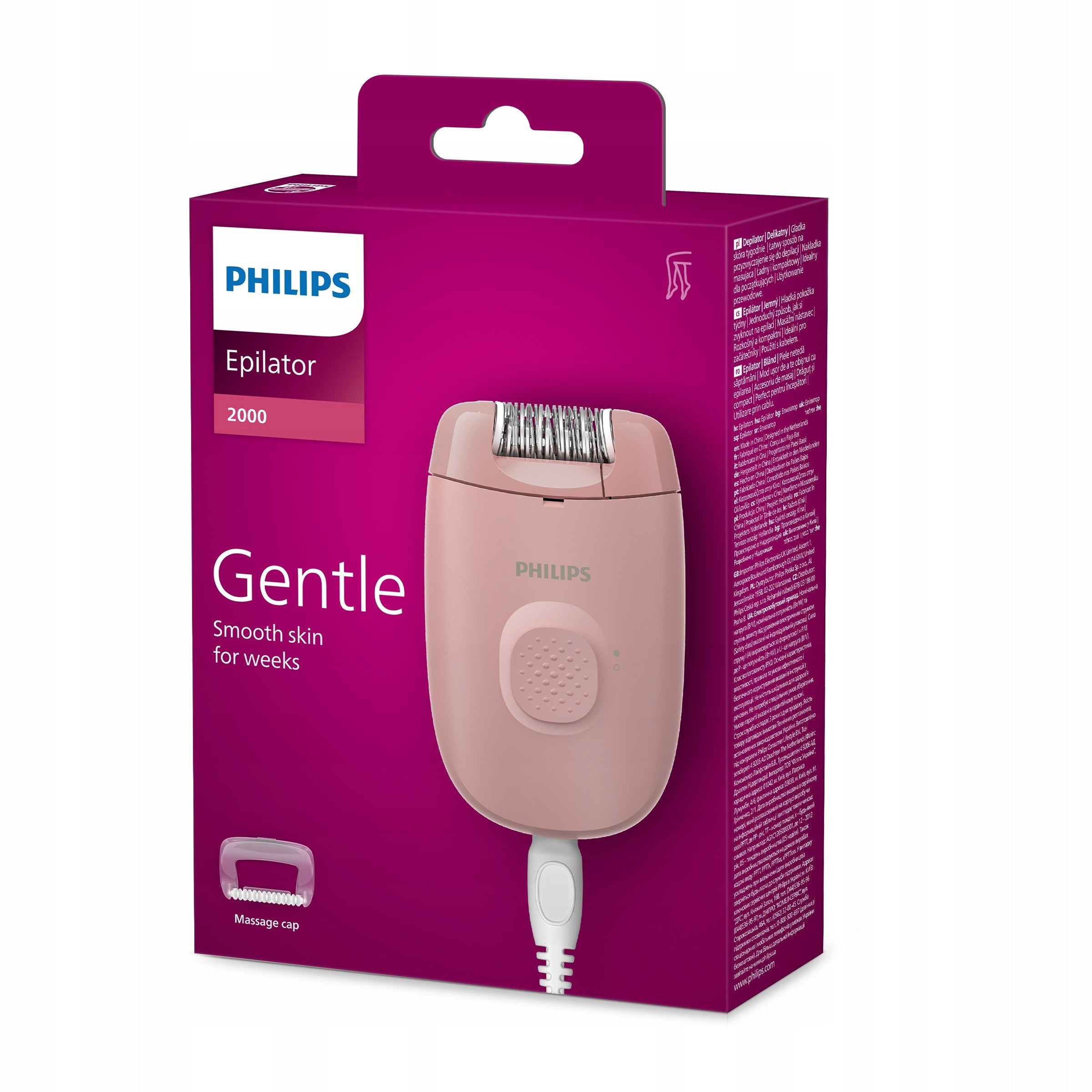 Epilator Philips network pink Series 2000 Massage cap BRE227/00 Functions massage
