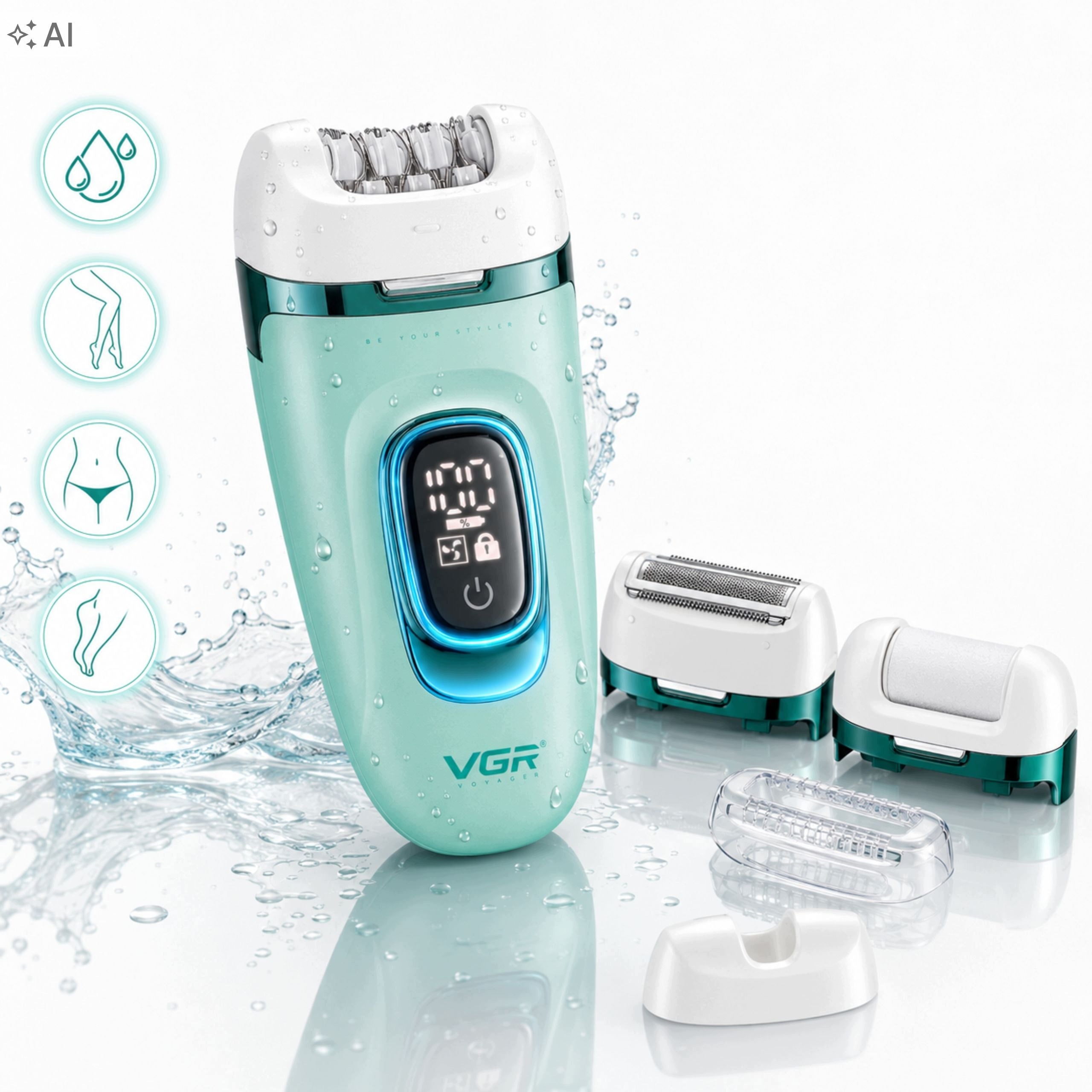 Epilator Women's 3in1 Leg Foil Shaver Pach LED Foot Milling Machine Packaging status original