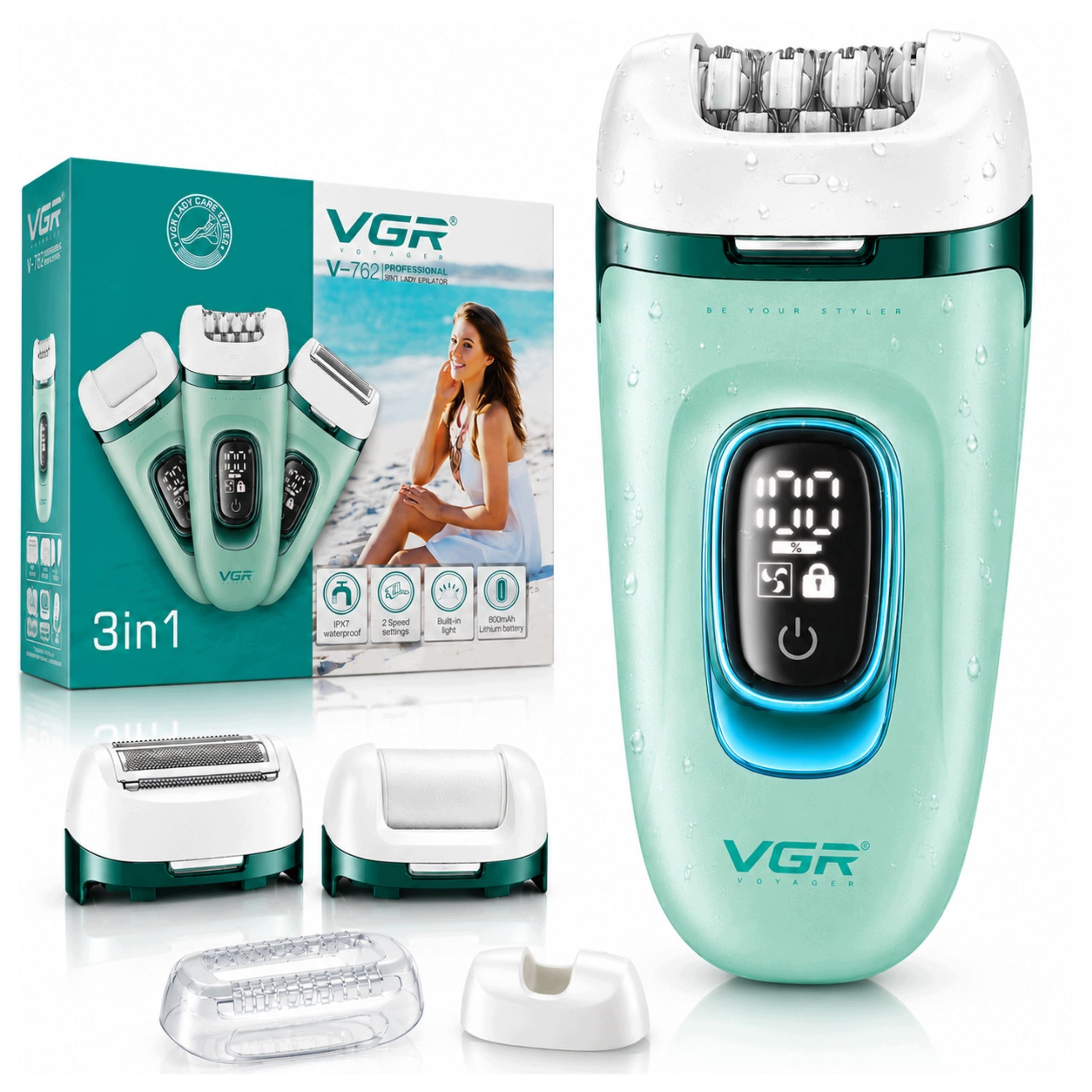 Epilator Women's 3in1 Leg Foil Shaver Pach LED Foot Milling Machine