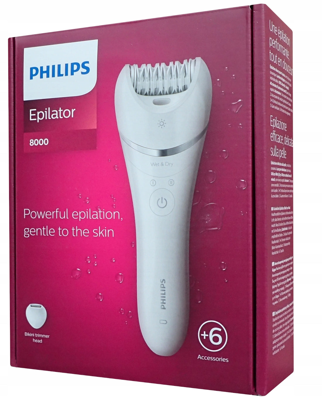 Epilator for Leg Bikini Philips BRE715/00 Wet Dry + 6 accessories