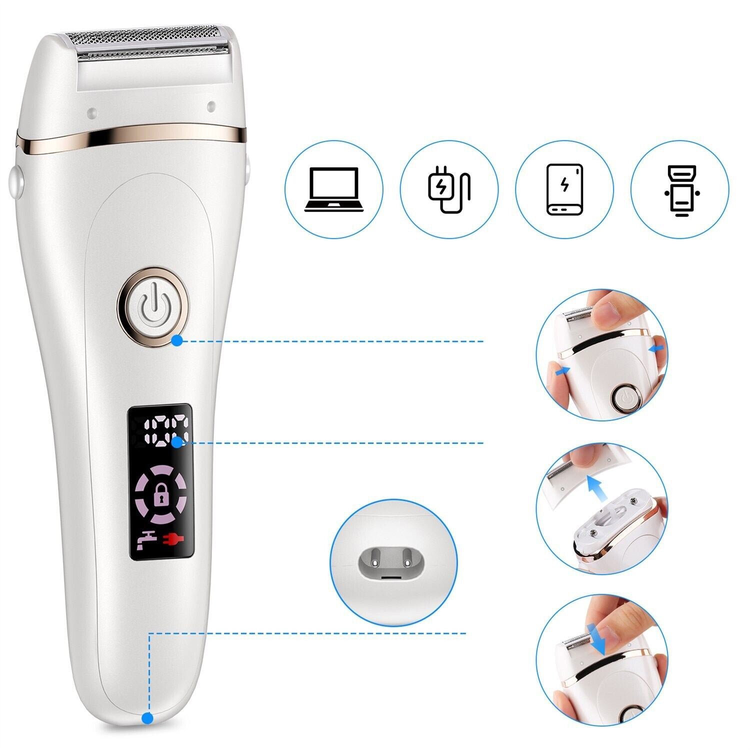 Epilator pearl white wet and dry 5W Manufacturer code zhu888