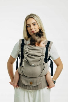 Ergonomic Adjustable Carrier - LennyUpGrade Pro: Small Almond Herringbone