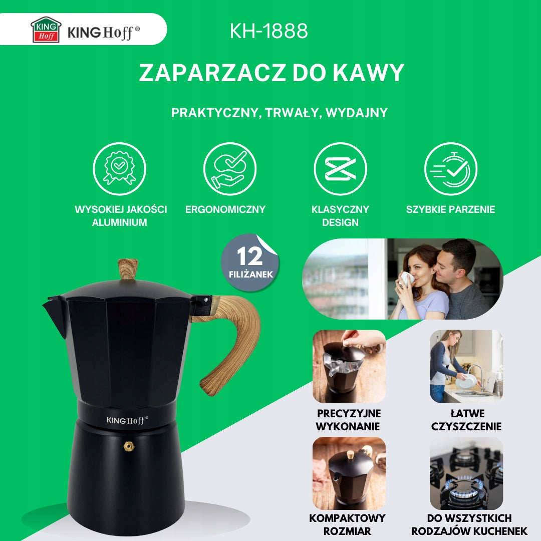 Espresso Cafeteria Pressure Cafeteria KINGHOFF 600ml 12 cups KH-1888 Brand Kinghoff