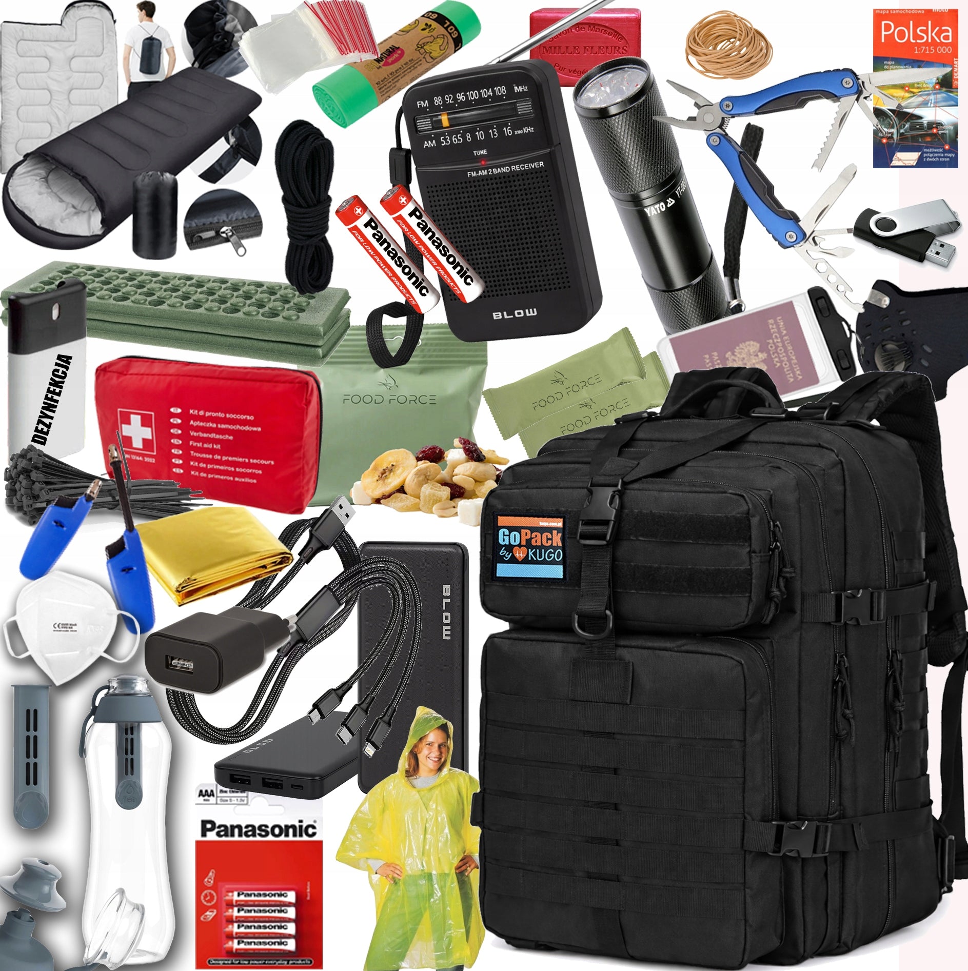 Evacuation backpack with equipment compatible with the GUIDE BEZP. GOPACK PB 70in1