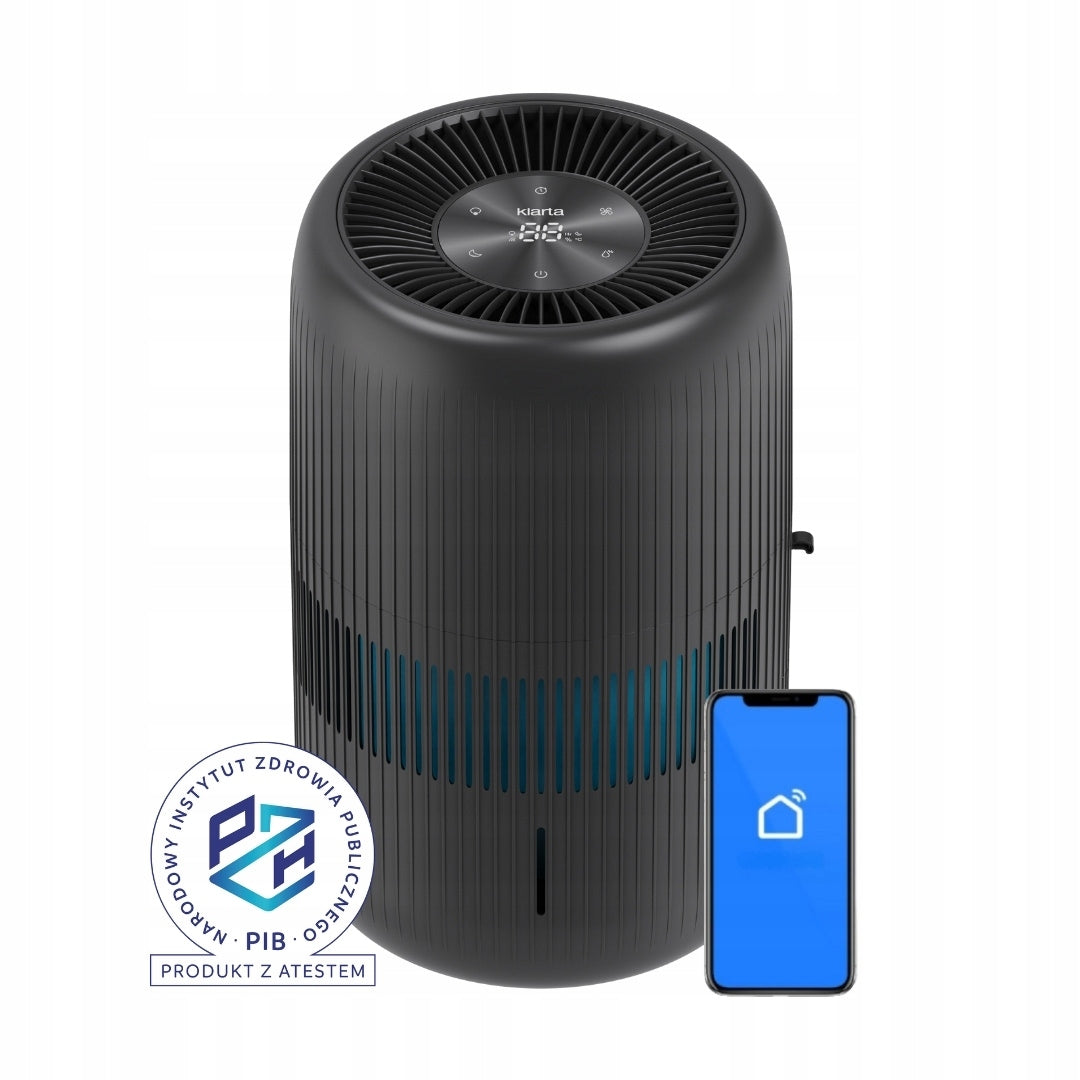 Evaporative humidifier Klarta HUMEA GRANDE Black LED 80m² 600 ml/h PZH Packaging status original