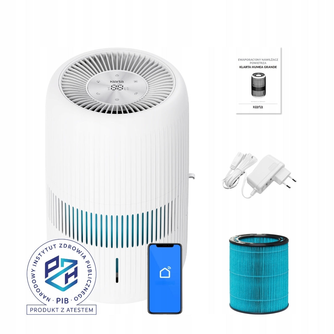 Evaporative humidifier Klarta HUMEA GRANDE White LED 80m² 600 ml/h PZH