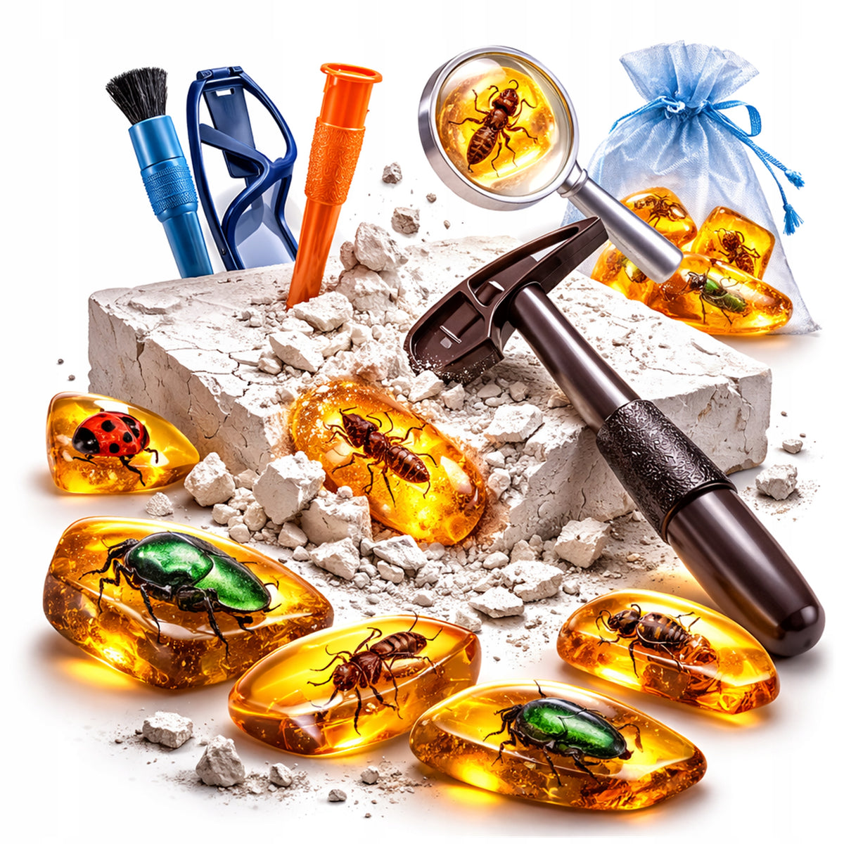 Excavations Insect Fossils Amber Set Small Archaeologist Glasses