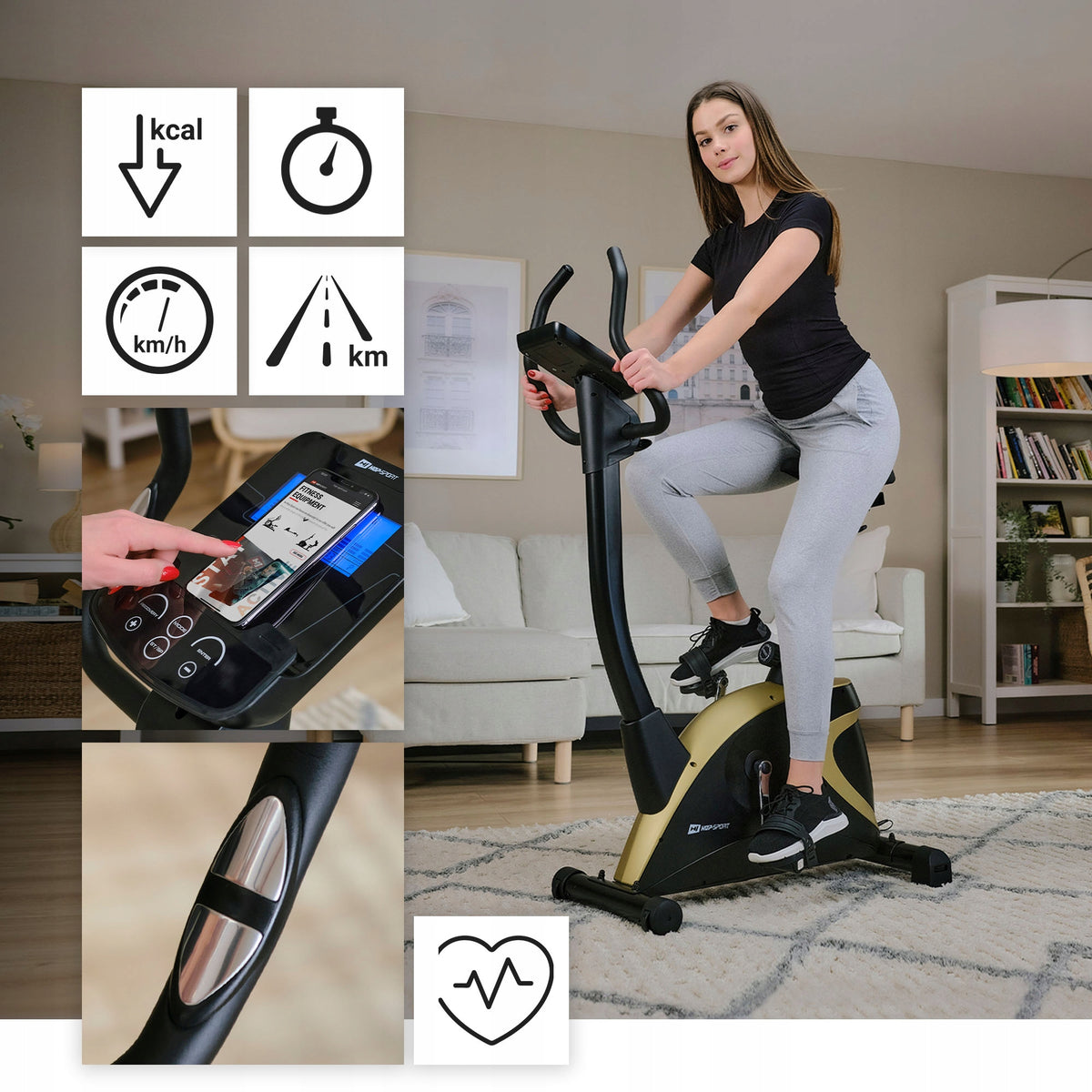 Exercise Bike Electromagnetic Vertical Stationary Bike Brand Hop-Sport