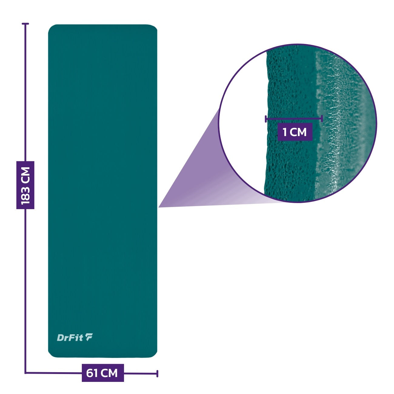 Exercise Mat Fitness Yoga Thick 1cm Strong Comfortable Non-Slip Green Manufacturer code DF YM-N-004-6
