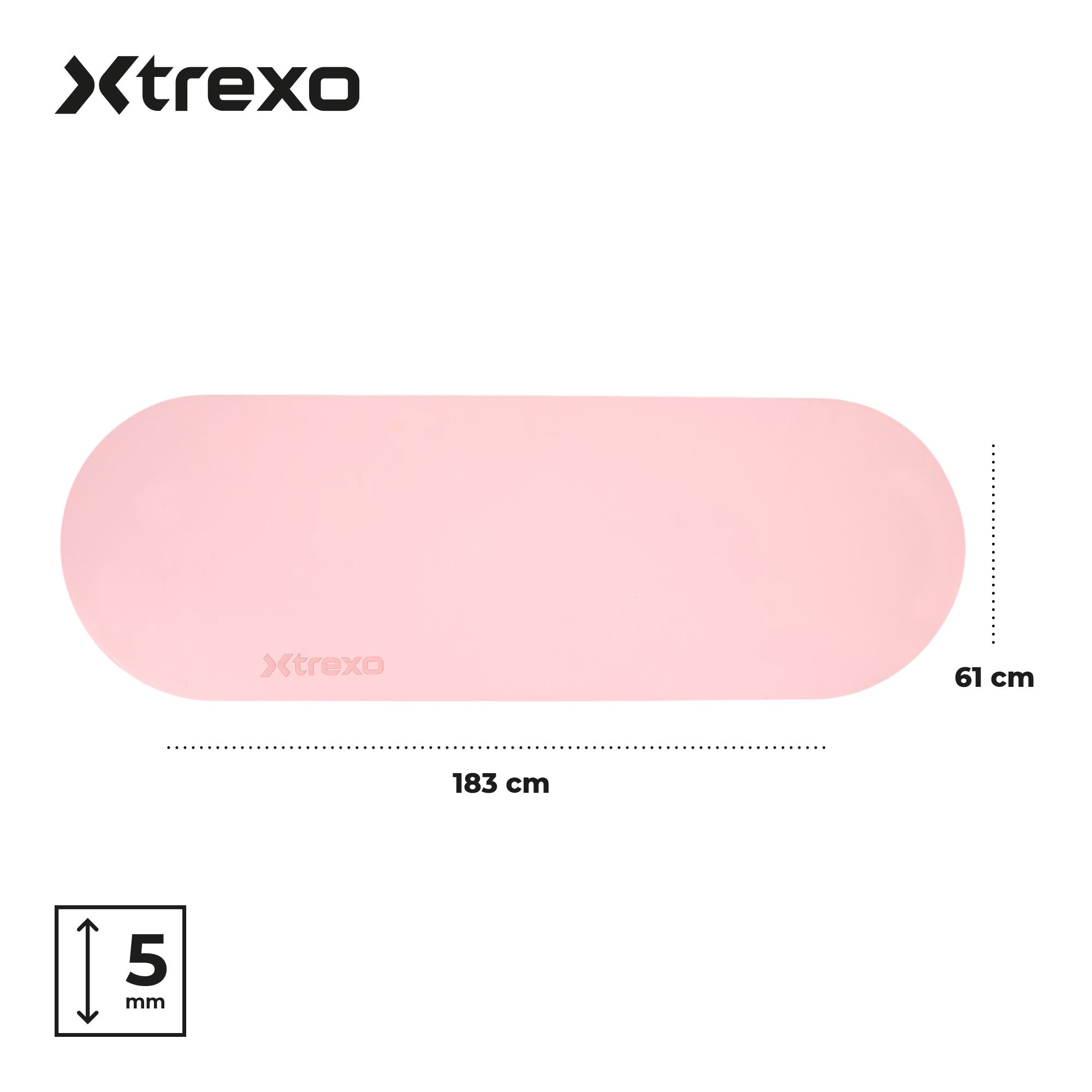 Exercise and yoga mat XTREXO SCULPT rounded 183 x 61 cm pink FITNESS Manufacturer code TXO-B6Z014-PK