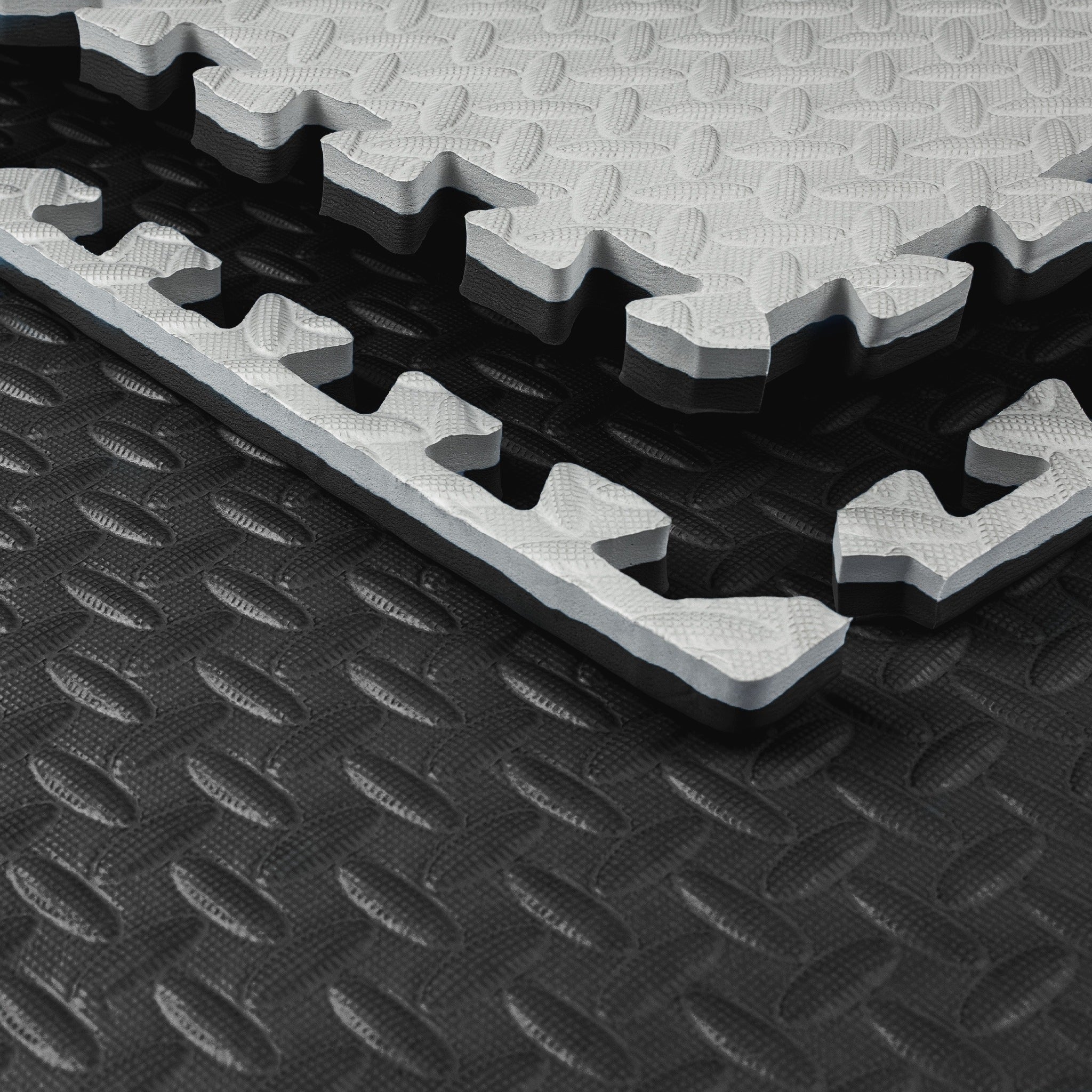 Exercise mat THICK 2CM under the pool STRONG 60 cm x 60 cm black Grey