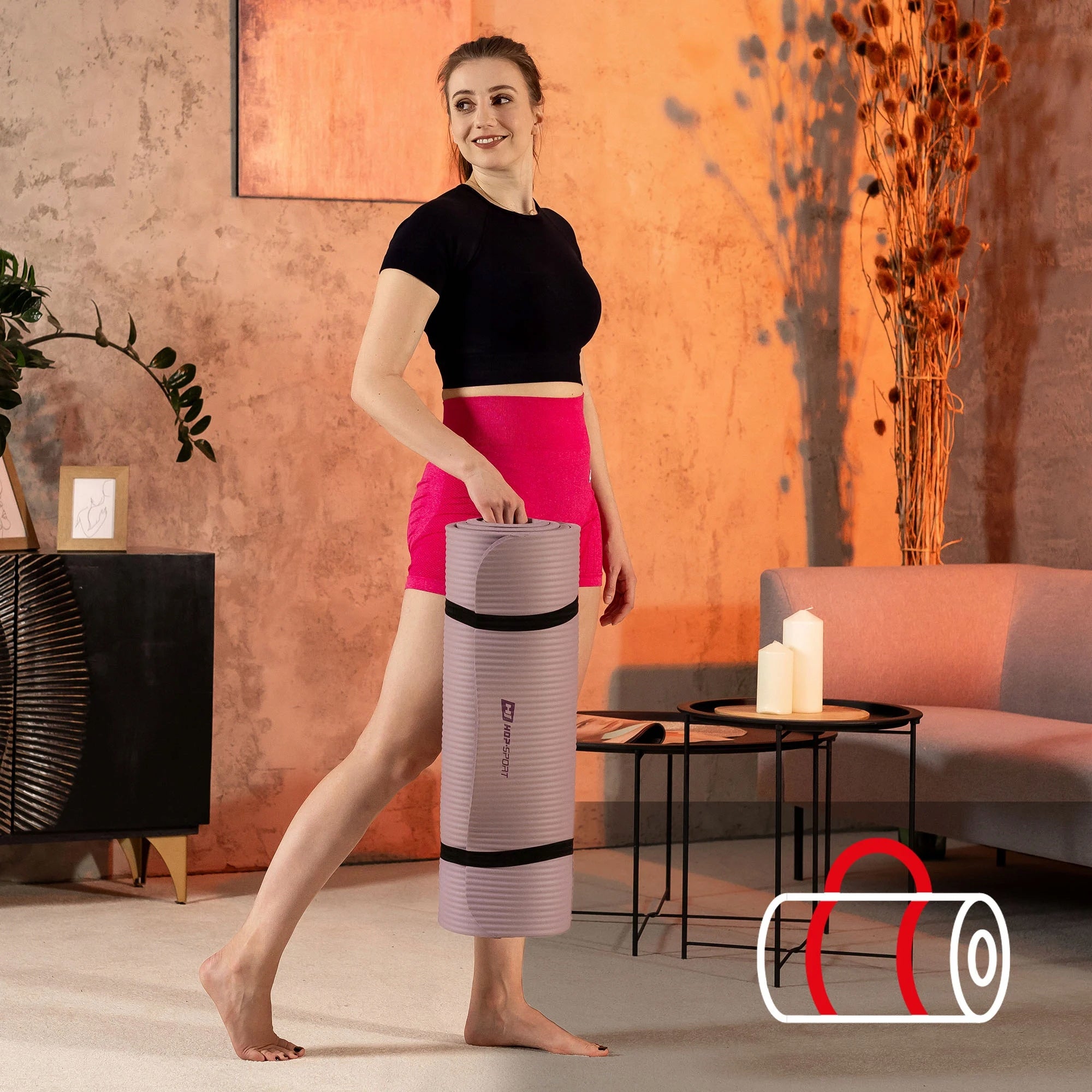 Exercise mat thick NBR 1cm 190x60cm yoga soft non-slip Brand Hop-Sport