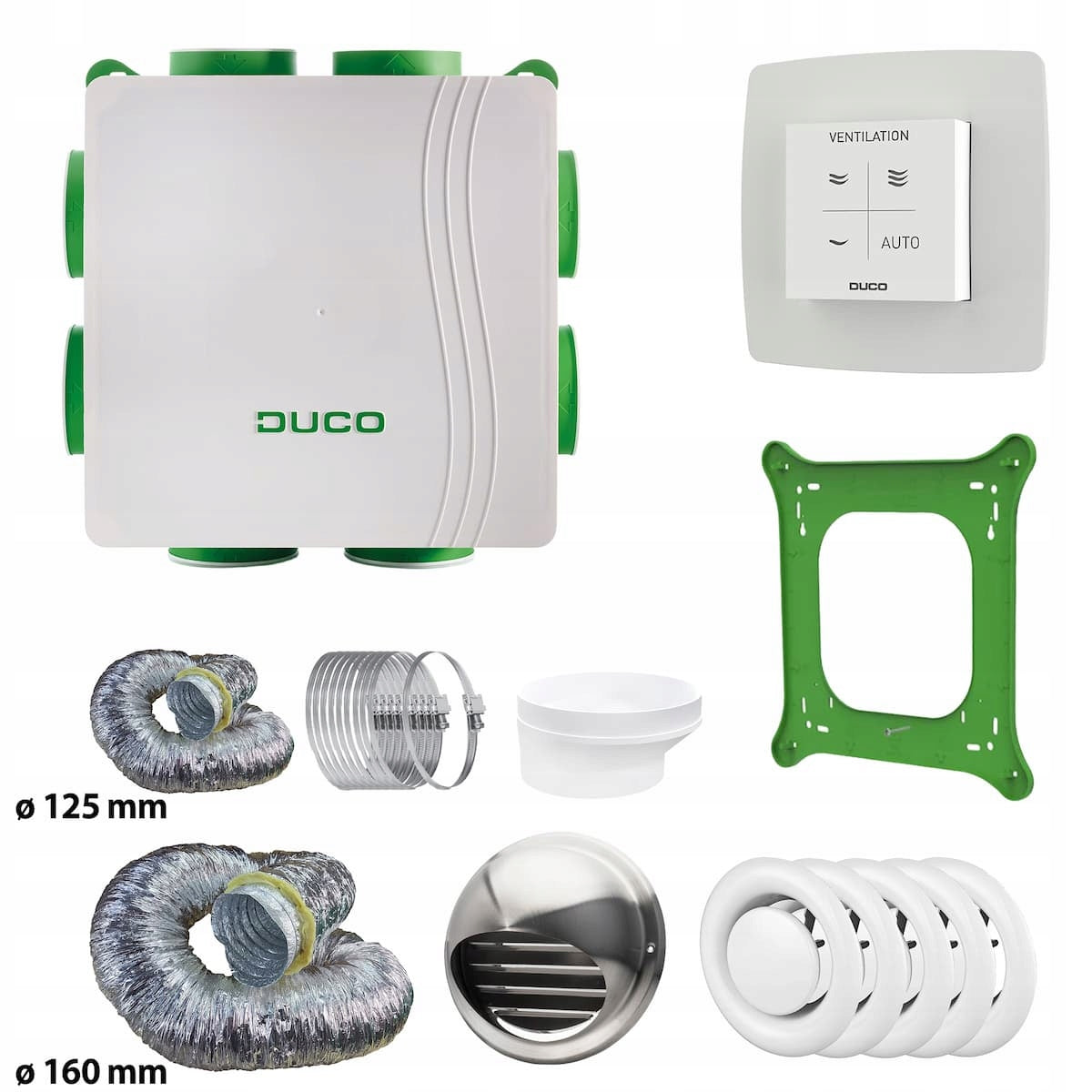 Exhaust ventilation for 5 rooms SET 1 - 400 m3/h - Duco Silent
