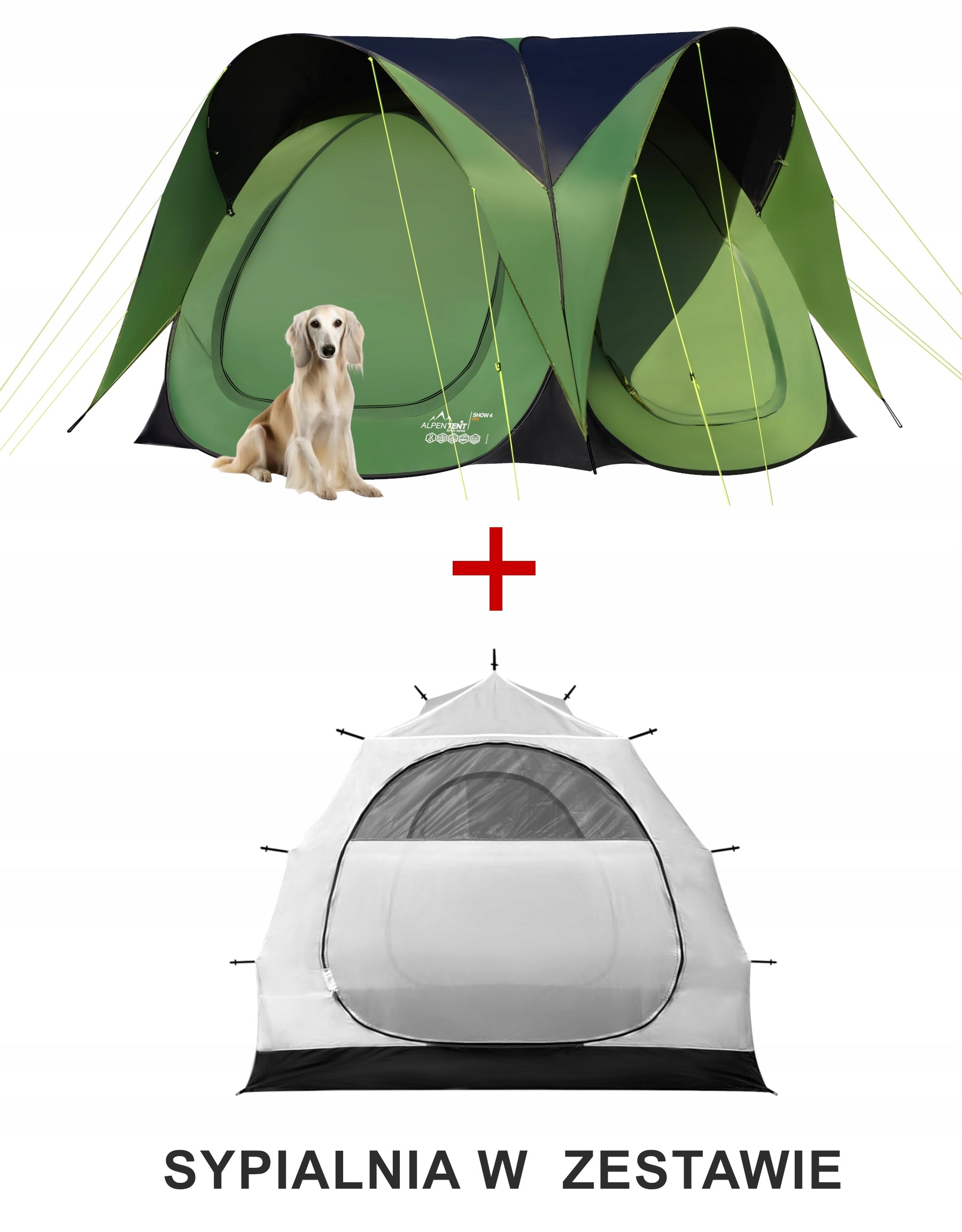 Exhibition Tent 4-Person Self-Assembly POP-UP AlpenTent Show 4 BIS Color green