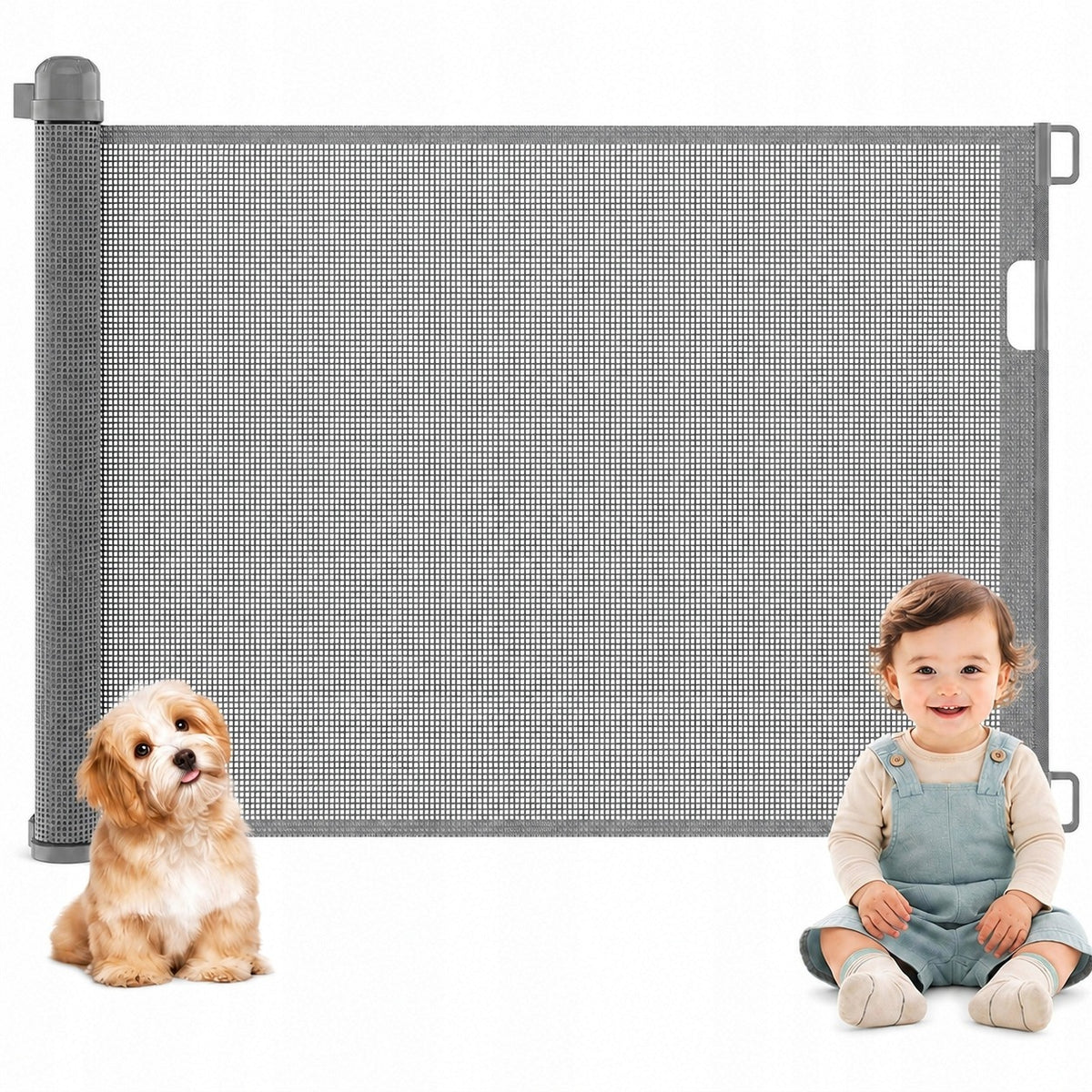 Expandable door gate staircase up to 180 cm grey Grey