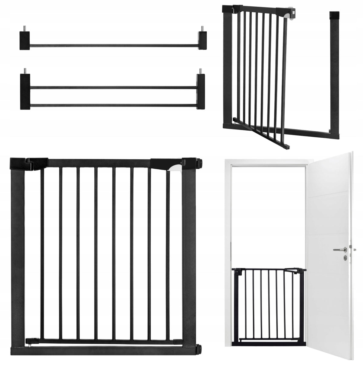 Expansion safety gate MoMi PAXI PLUS black 75-103 cm