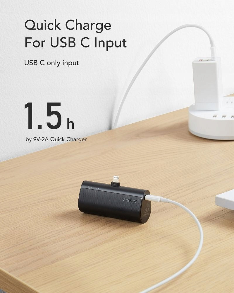 External battery (Powerbank) VEGER PlugOn - 5000mAh with 8-pin PD connector Brand Veger