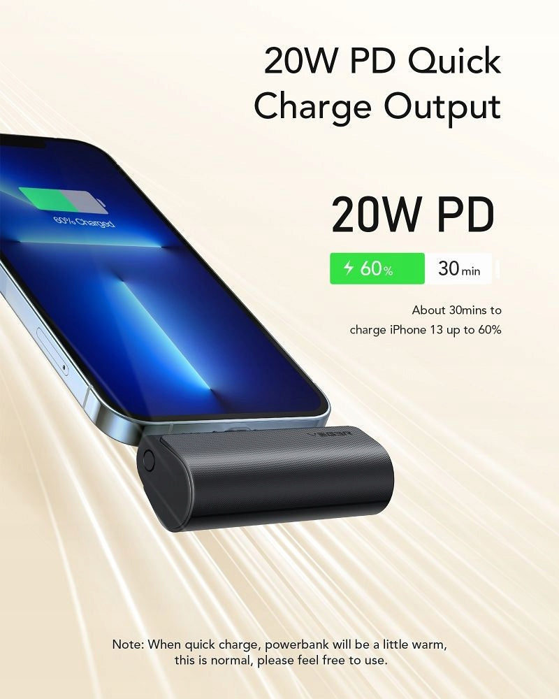 External battery (Powerbank) VEGER PlugOn - 5000mAh with 8-pin PD connector Manufacturer code GP-PLVGR-W0556P