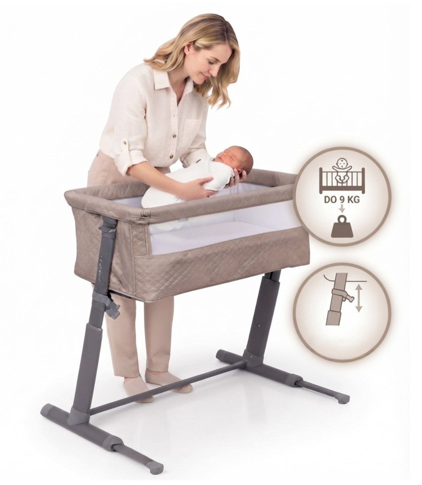 Extra bed for children up to 9 kg beige | COLIBRO Byside TAUPE