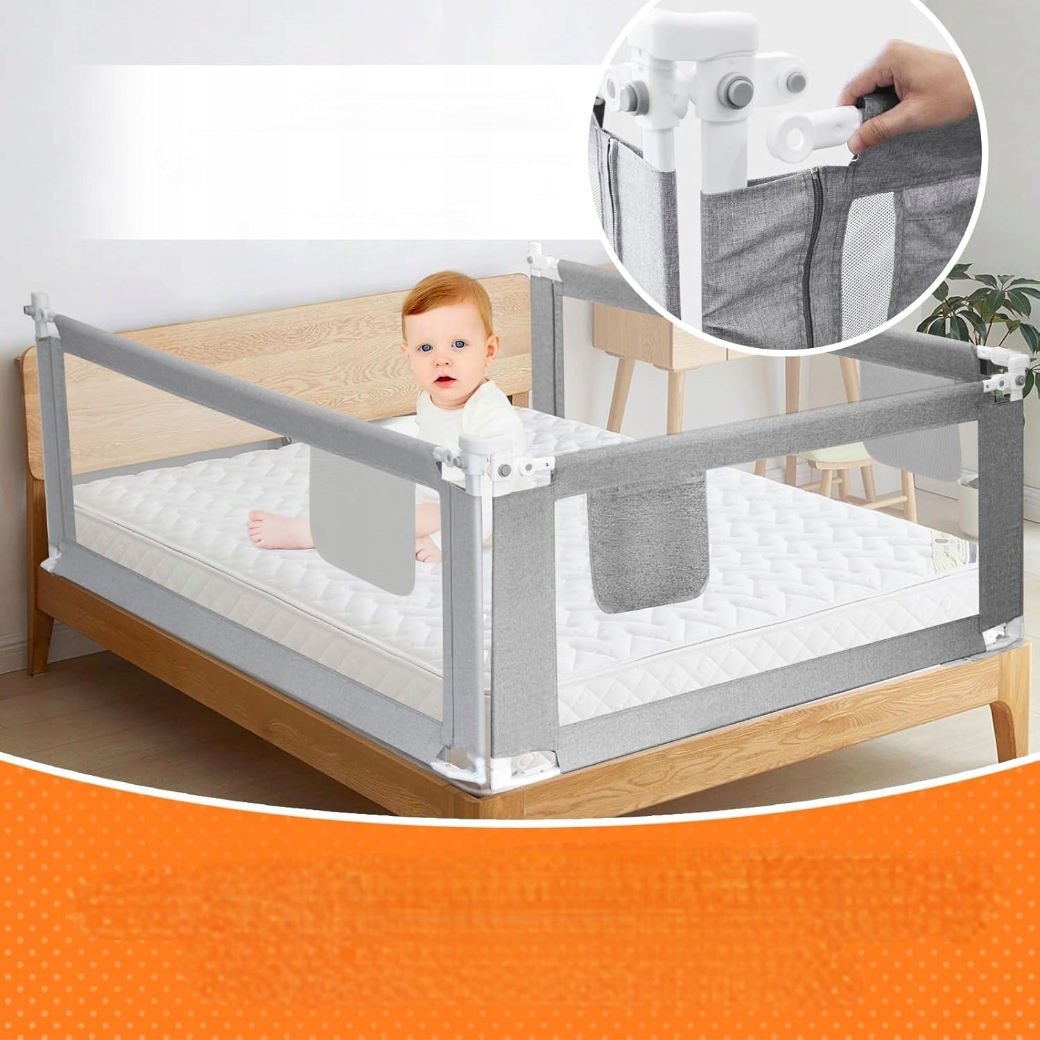 Eyeleaf Crib Rail Cover - Gray, 2m (200cm) Manufacturer code qws2-1