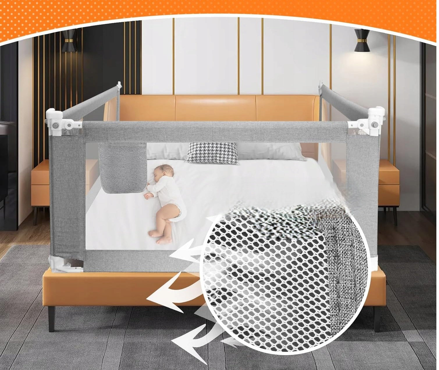 Eyeleaf safety barrier grey bed gate 200cm Manufacturer code qws2-1