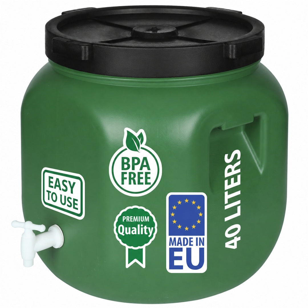 F&R 40L PLASTIC BARREL WITH TAP FOR RAINWATER AND STORAGE Manufacturer code FR0350