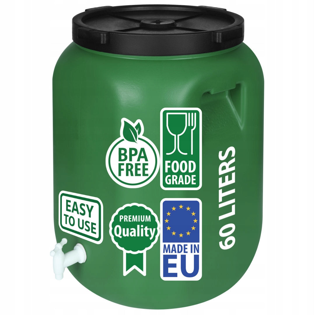 F&R 60L PLASTIC BARREL WITH TAP FOR RAINWATER AND STORAGE Manufacturer code FR0352
