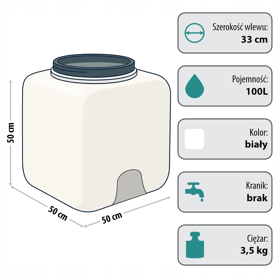 F&R BARREL 100L SQUARE FOR CABBAGE PICKLING WATER WITH WHITE COVER Manufacturer code FR0032