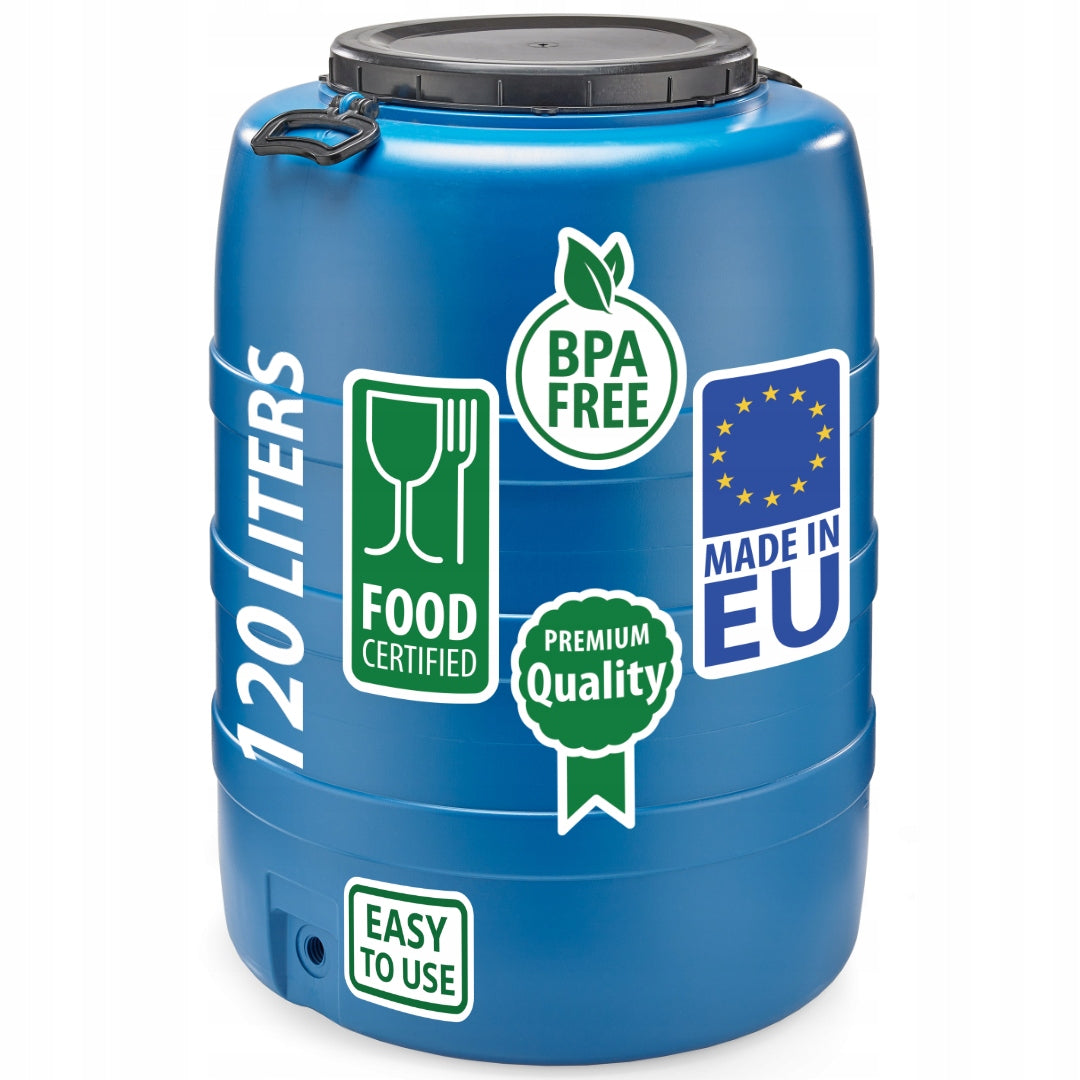 F&R PLASTIC BARREL 120L FOR PICKLING WATER CABBAGE WITH HANDLES BLUE Manufacturer code FR0819