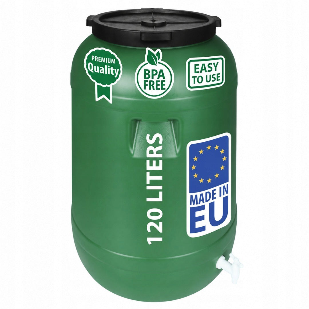F&R PLASTIC BARREL 120L WITH TAP FOR RAINWATER AND STORAGE Manufacturer code FR0348