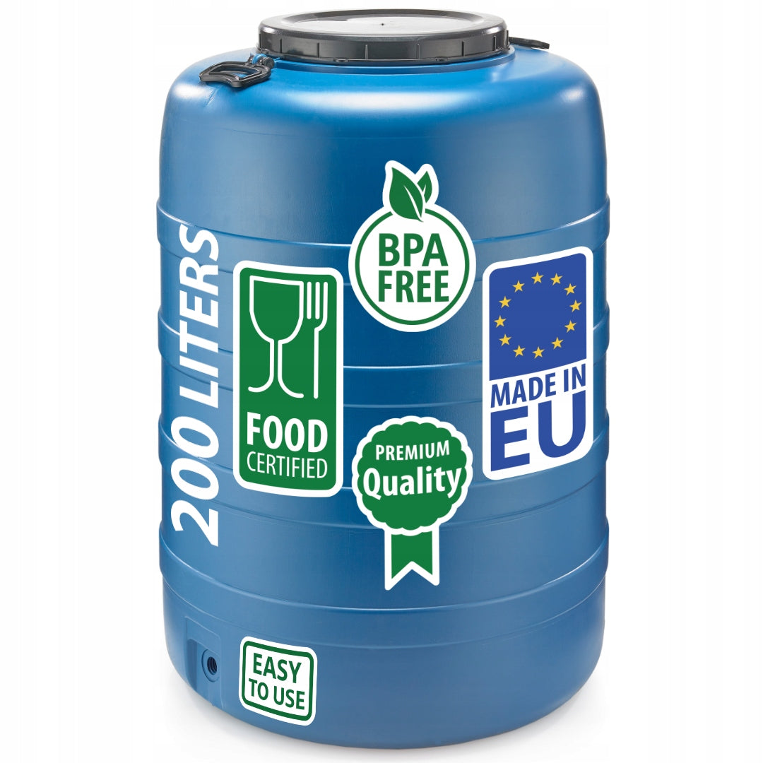 F&R PLASTIC BARREL 200L FOR PICKLING WATER CABBAGE WITH HANDLES BLUE Manufacturer code FR0820