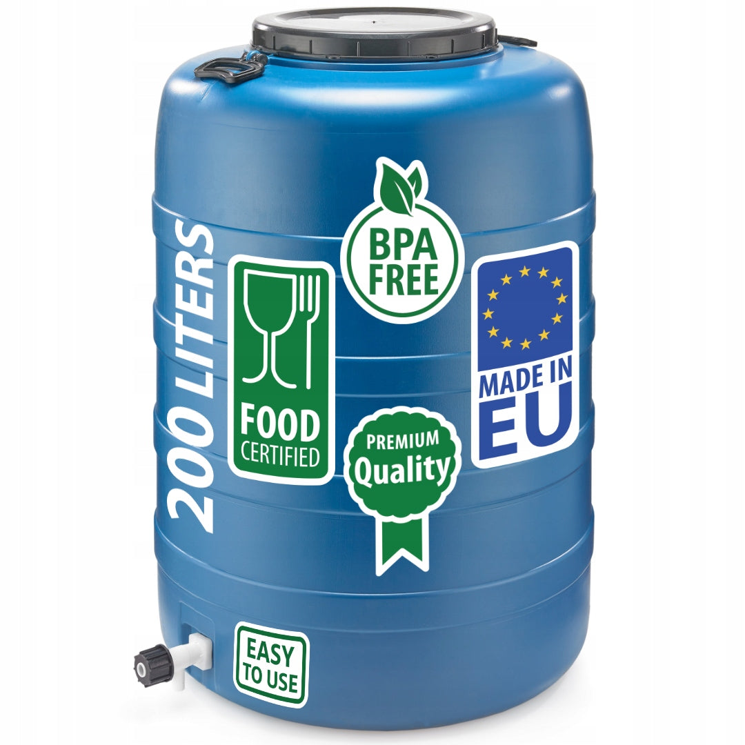F&R PLASTIC BARREL 200L FOR WATER WITH HANDLES AND TAP BLUE Brand no brand