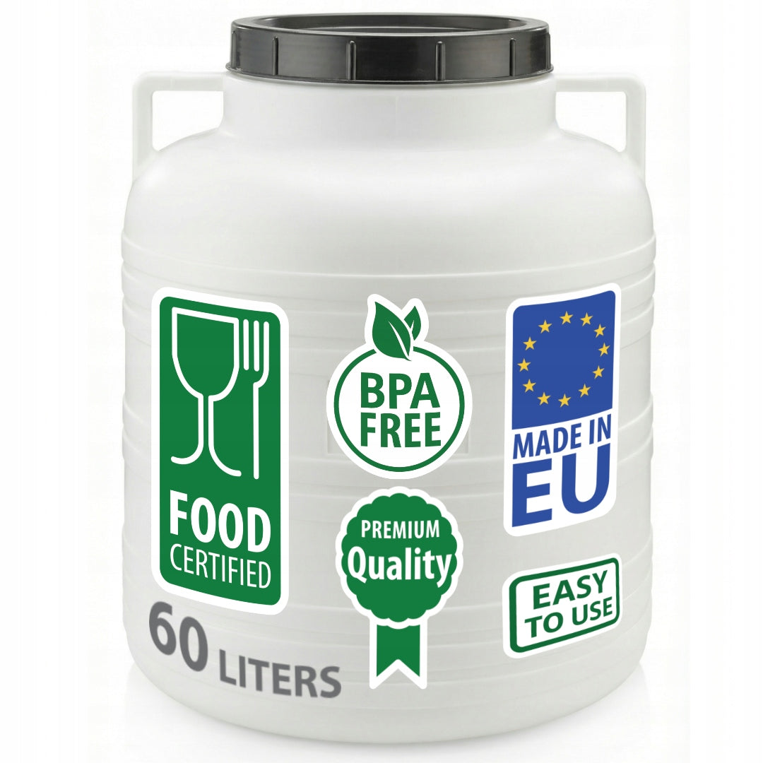 F&R PLASTIC BARREL 60L FOR PICKLING CABBAGE FOR WATER HANDLES WHITE Manufacturer code FR0024