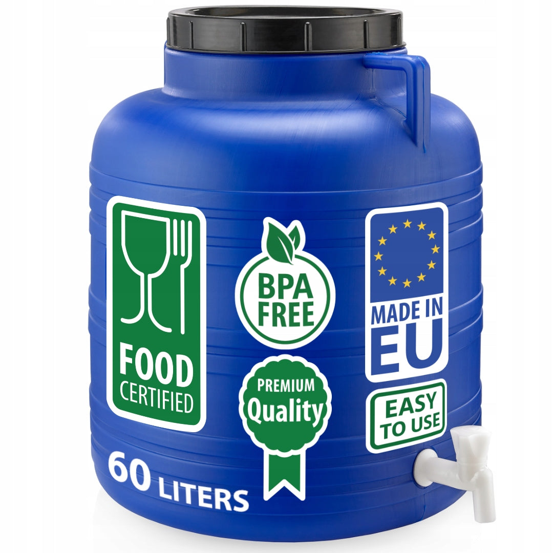 F&R PLASTIC BARREL 60L WITH TAP FOR PICKLING CABBAGE FOR WATER BLUE Manufacturer code FR0027
