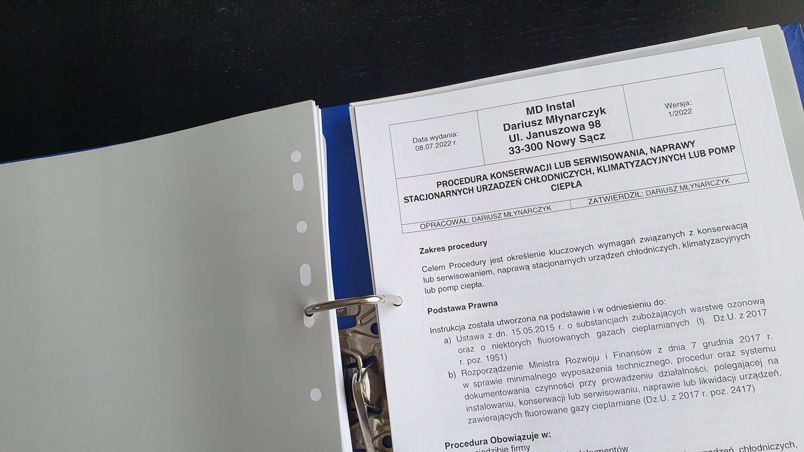 F-gas procedures 2026 under UDT for the certificate for the company KOMPLET Packaging status original