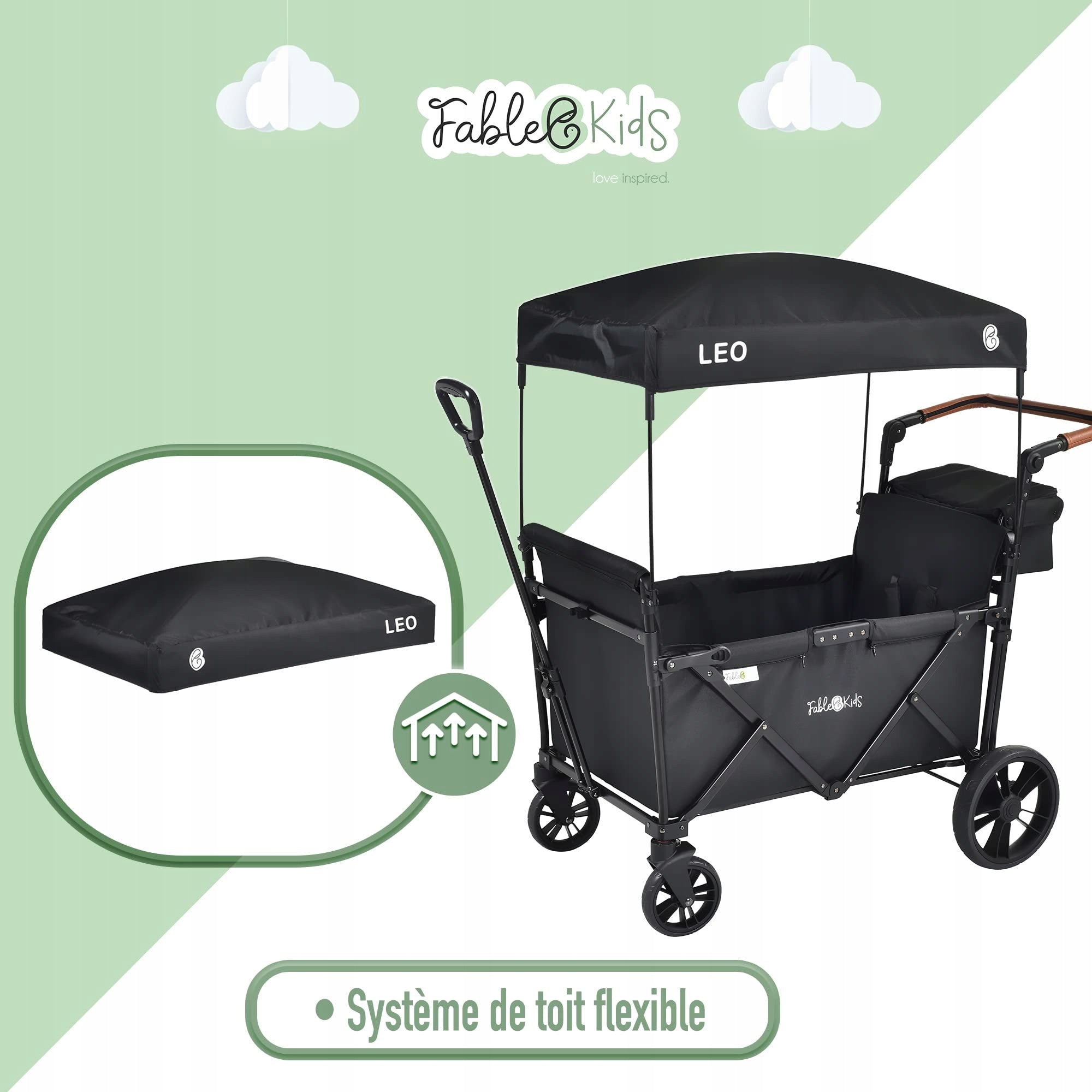 FABLEKIDS MULTIFUNCTION TROLLEY LEO X2 LITE ONYX BLACK Packaging status original