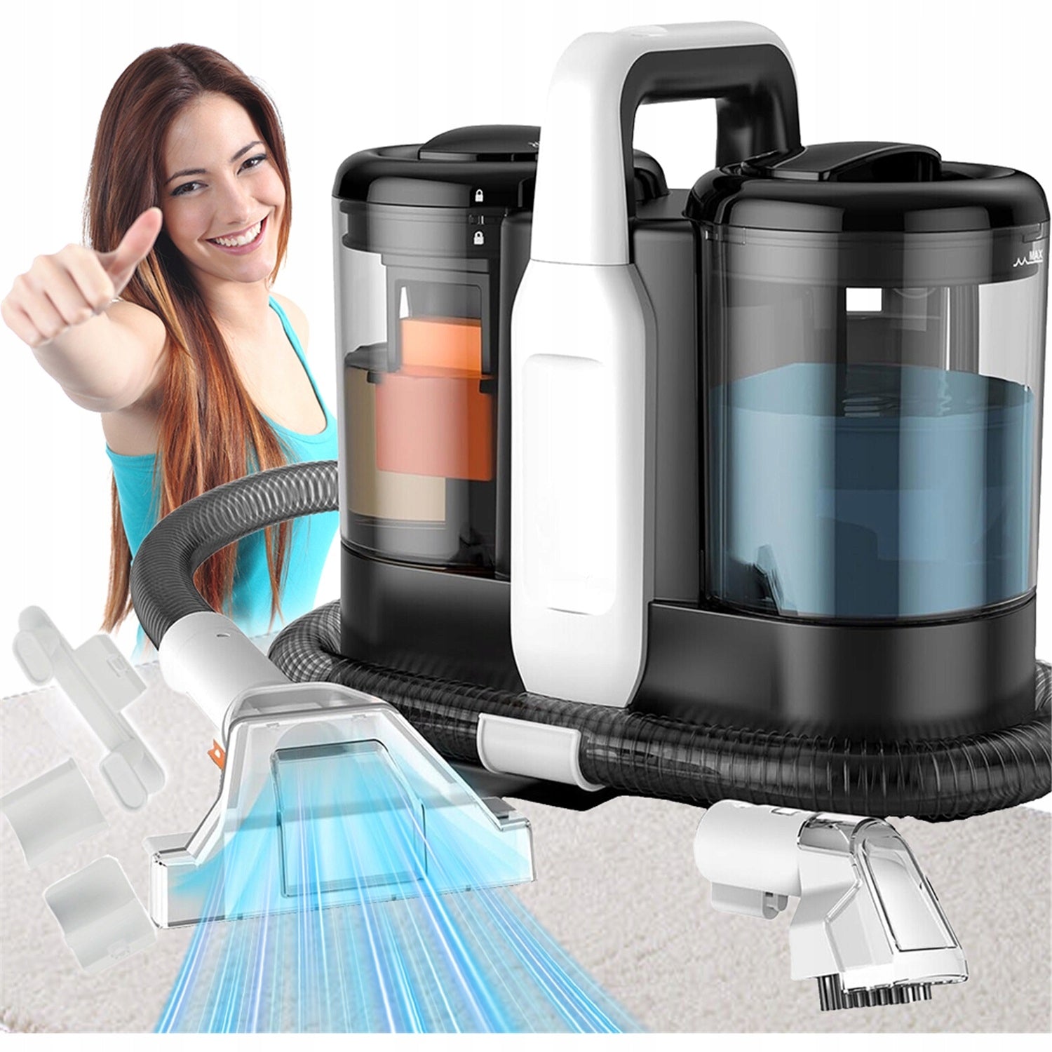 FABRIC CLEANING MACHINE 1500+800ML WITH 2 HEADS FOR SOFA BED CARPETS