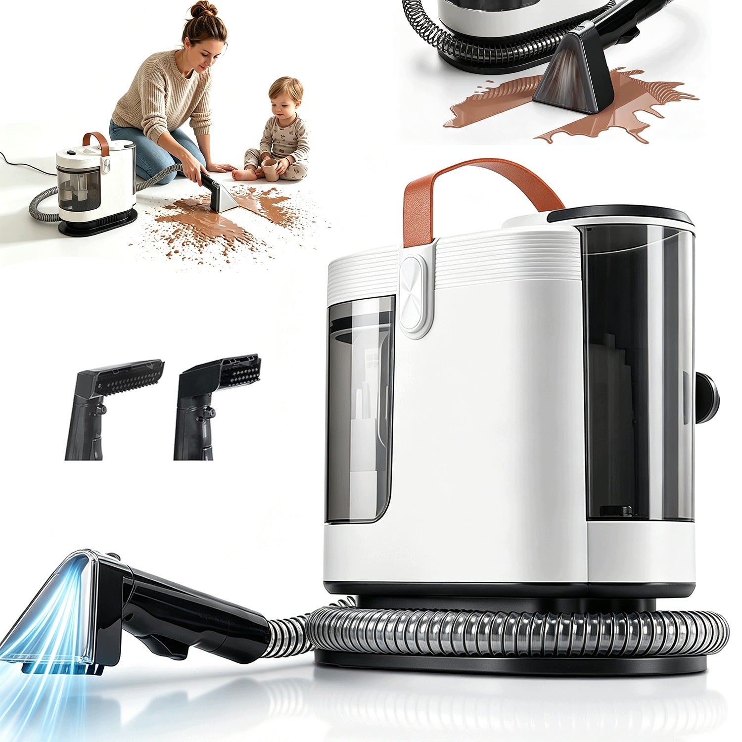 FABRIC CLEANING MACHINE TWO WASHING HEADS SELF-CLEANING HITCH