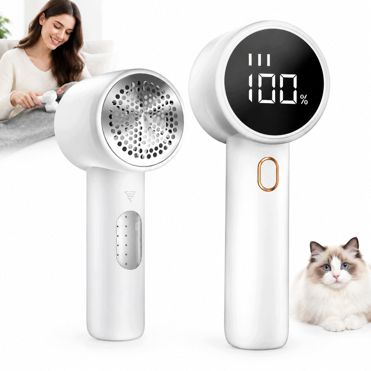 FABRIC SHAVER 6 SPARE BLADES 3 SPEED LED USB