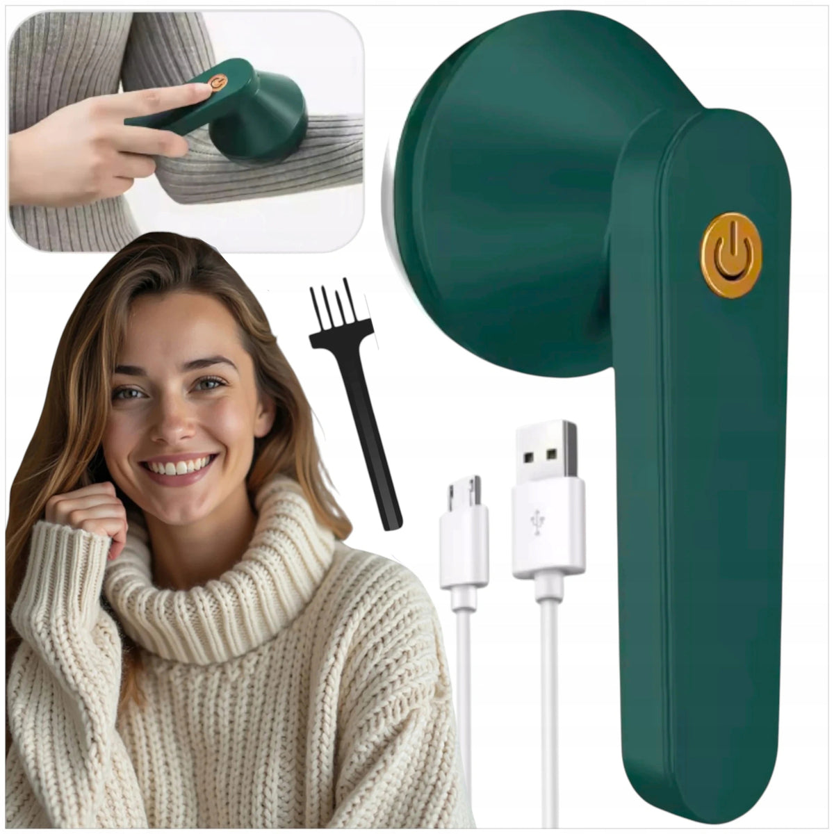 FABRIC SHAVER UPHOLSTERY SWEATER MACHINE USB RECHARGEABLE BRUSH 3in1