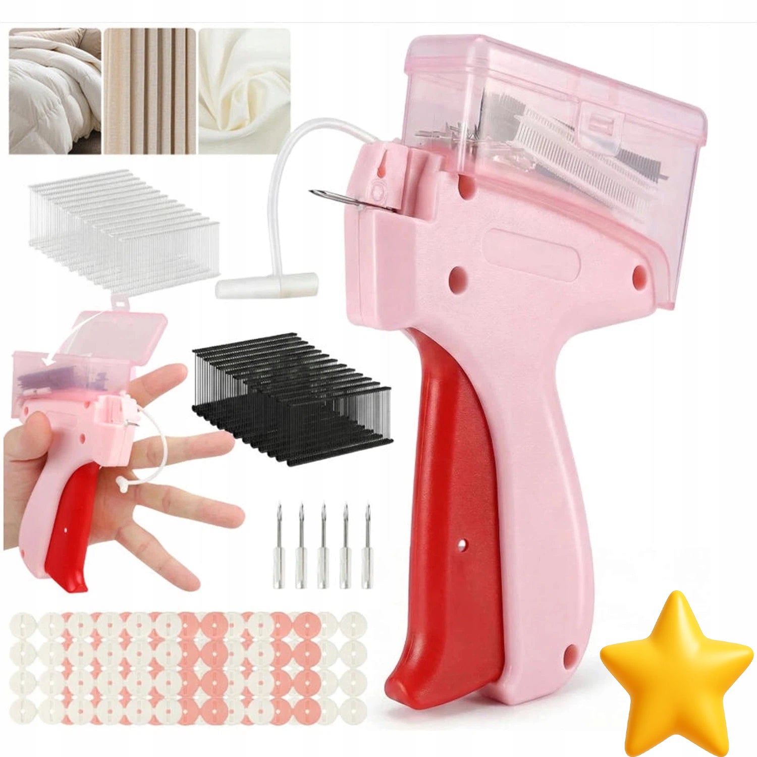 FABRIC STAPLER CLOTHING REPAIR GUN SET OF 1000 PINS