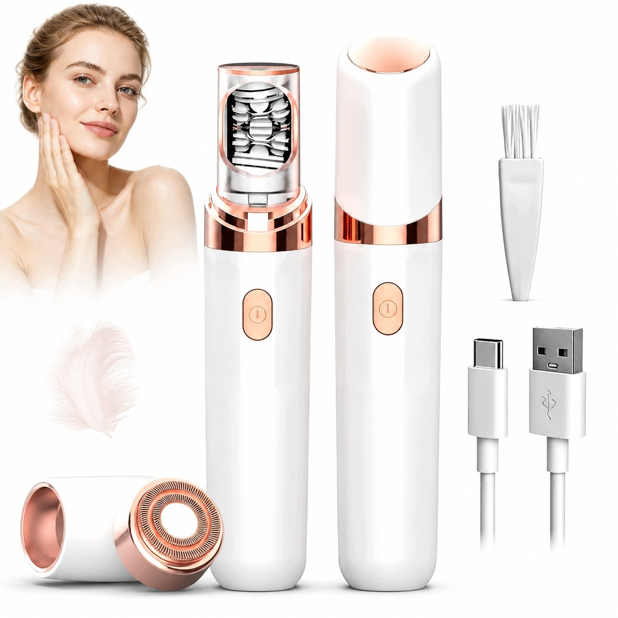 FACE EPILATOR, SAFE FOR SENSITIVE SKIN, USB
