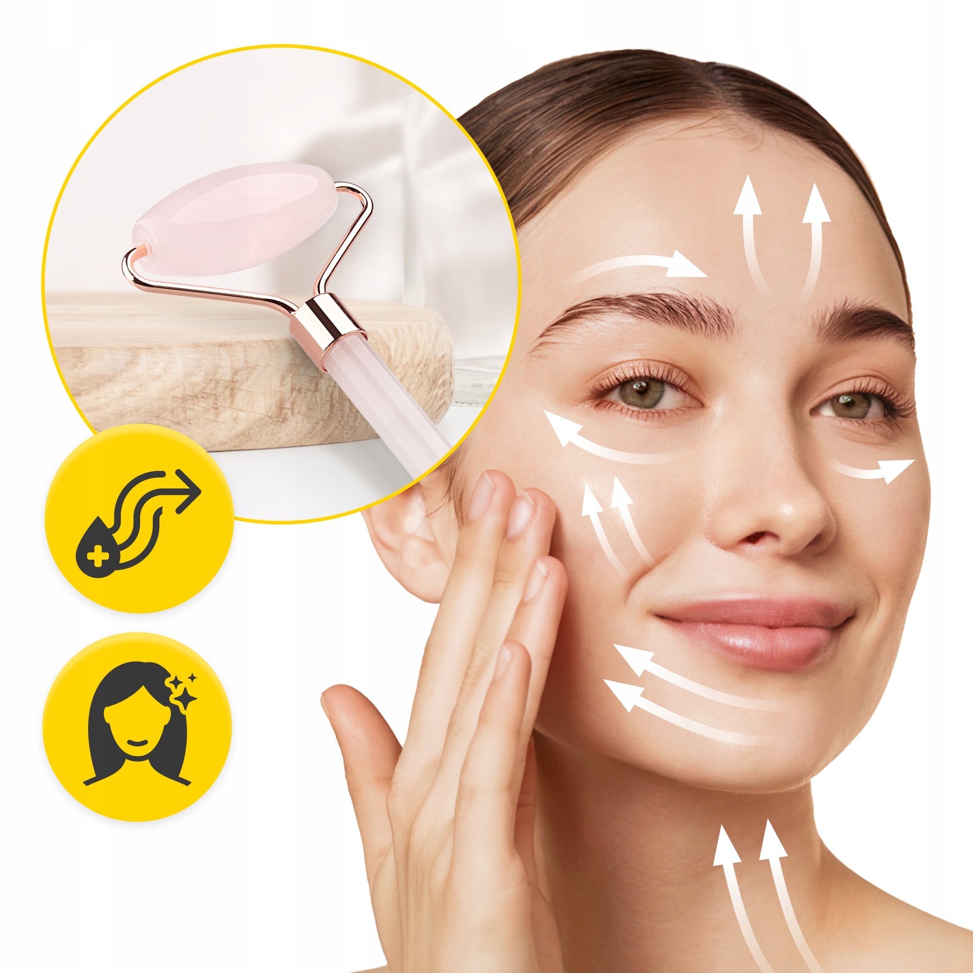 FACE MASSAGER ROLLER STONE GUA SHA NATURAL QUARTZ MASSAGE ROLLER EAN (GTIN) 5905973408202