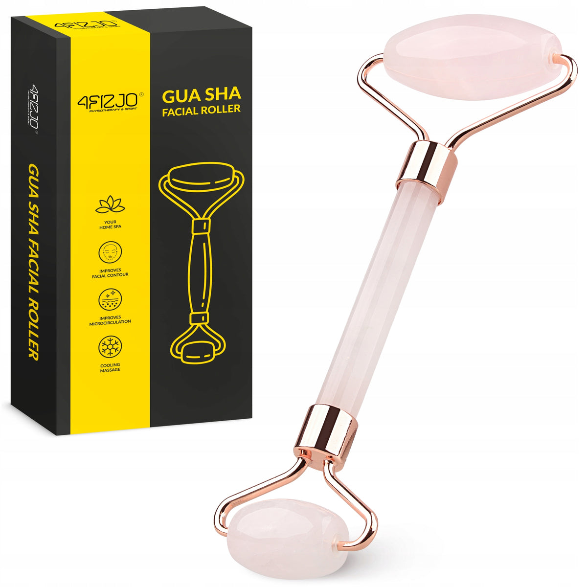 FACE MASSAGER ROLLER STONE GUA SHA NATURAL QUARTZ MASSAGE ROLLER