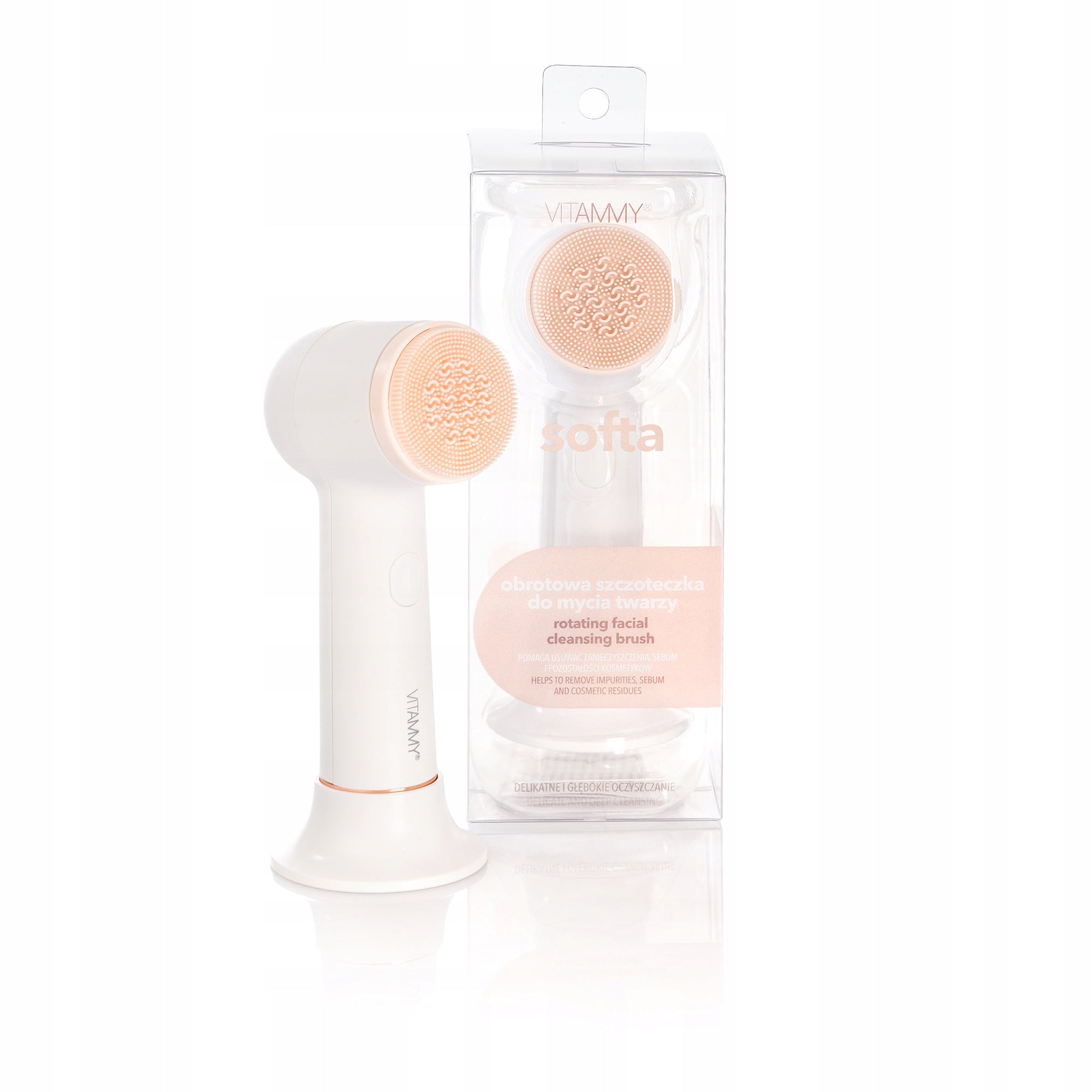 FACIAL BRUSH ELECTRIC ROTATING SOFT SILICONE VITAMMY SOFTA Brand VITAMMY
