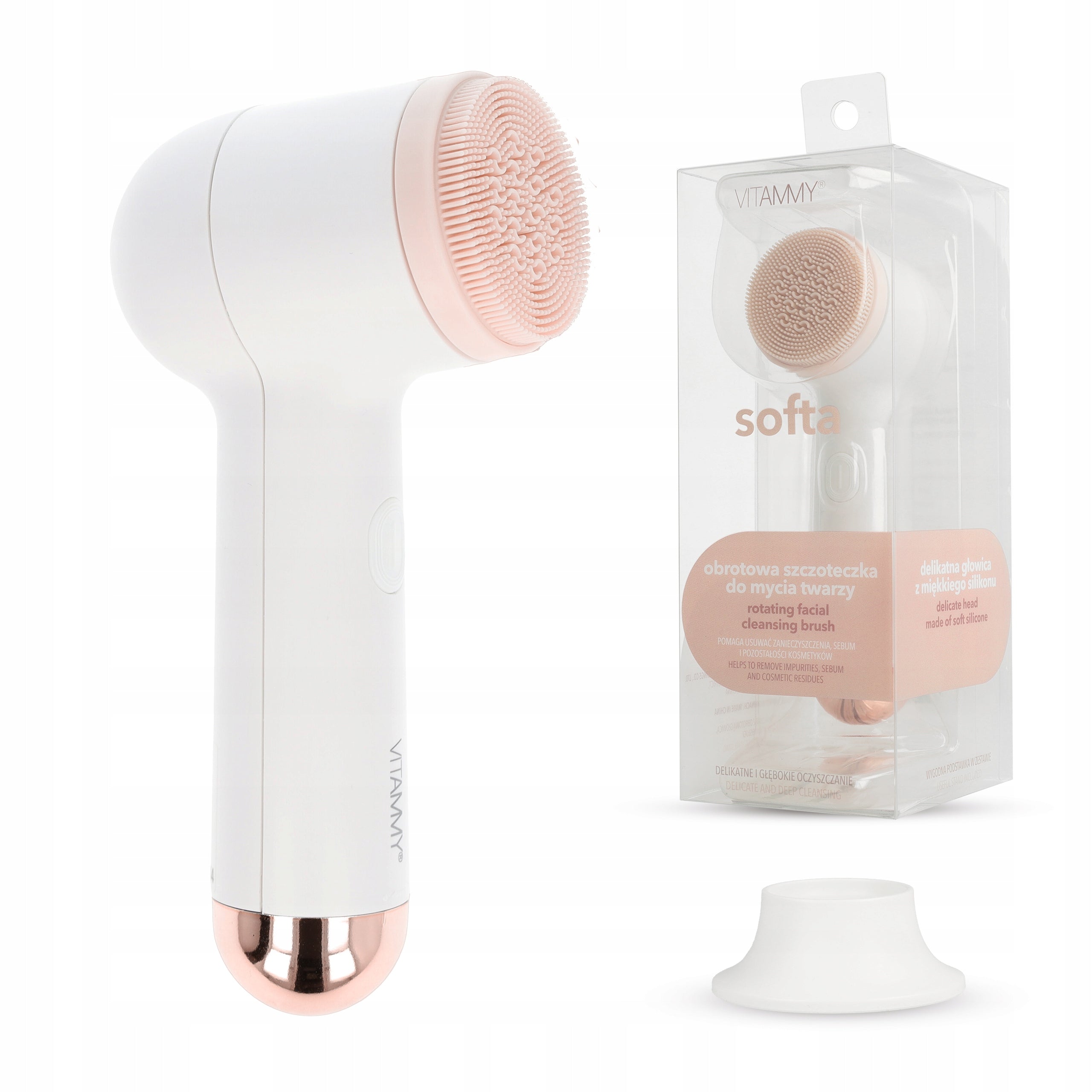 FACIAL BRUSH ELECTRIC ROTATING SOFT SILICONE VITAMMY SOFTA