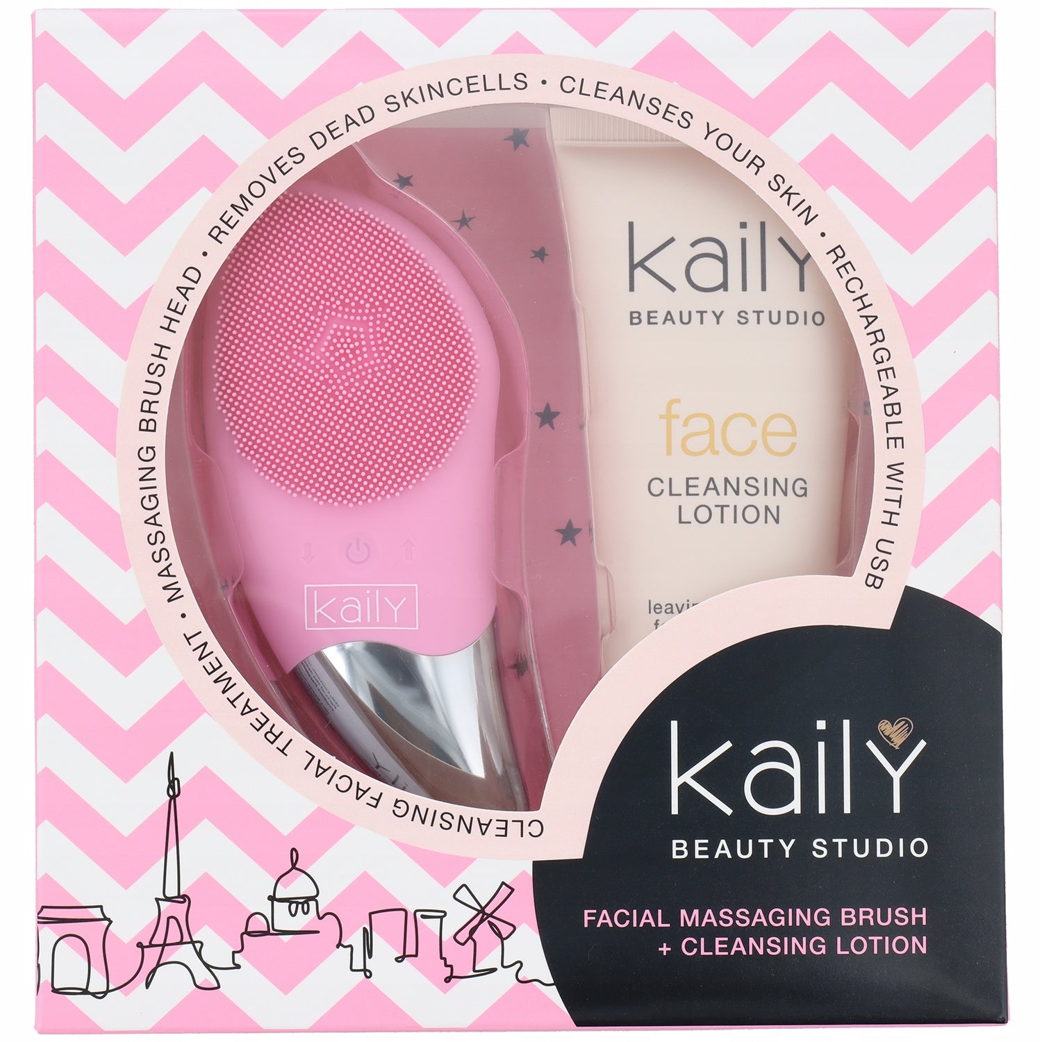 FACIAL CLEANSING BRUSH FOR BATTERY + KAILY TONIC 004 Batteries included no