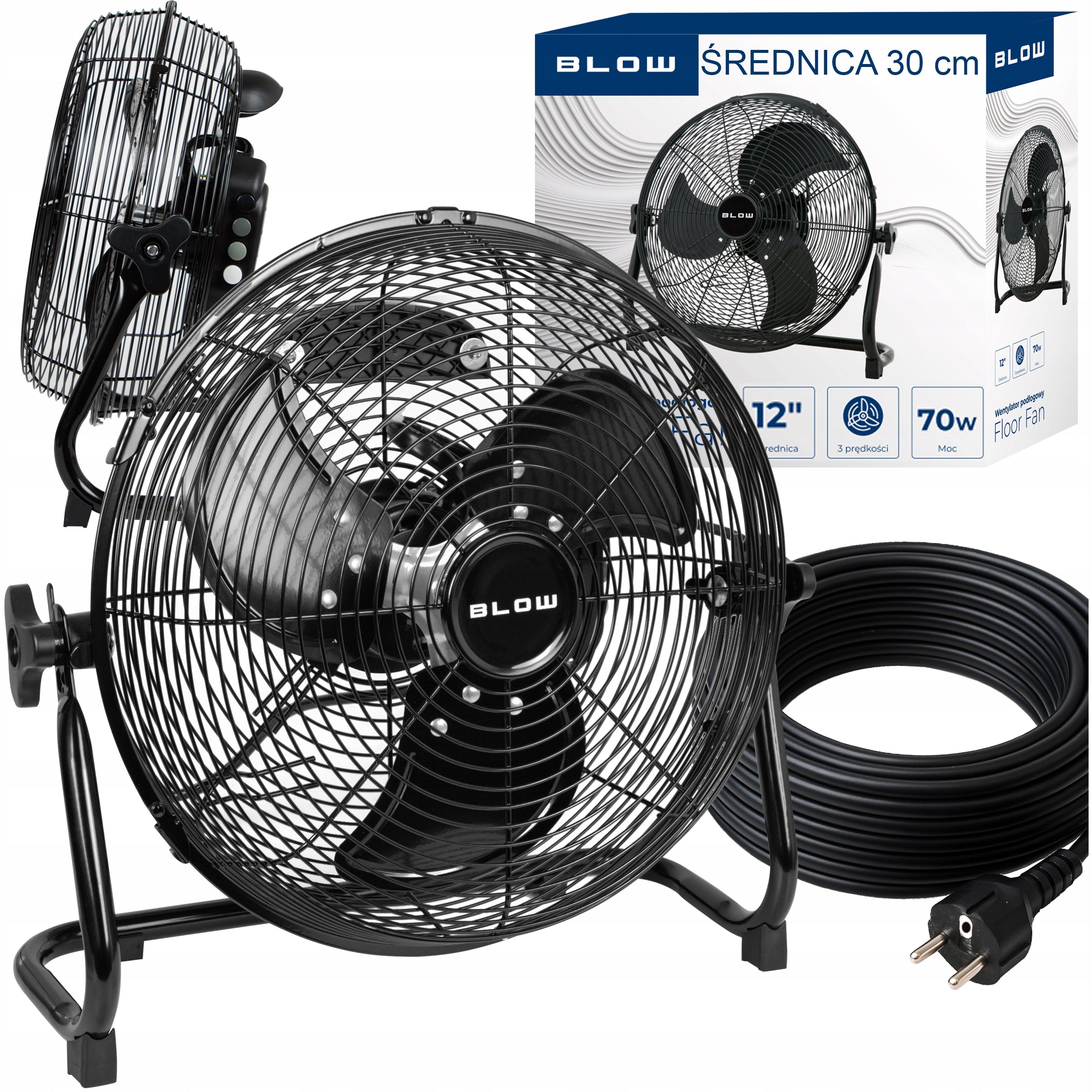 FAN FLOOR CIRCULATOR POWERFUL QUIET 70W 3 MODES BLACK 30CM