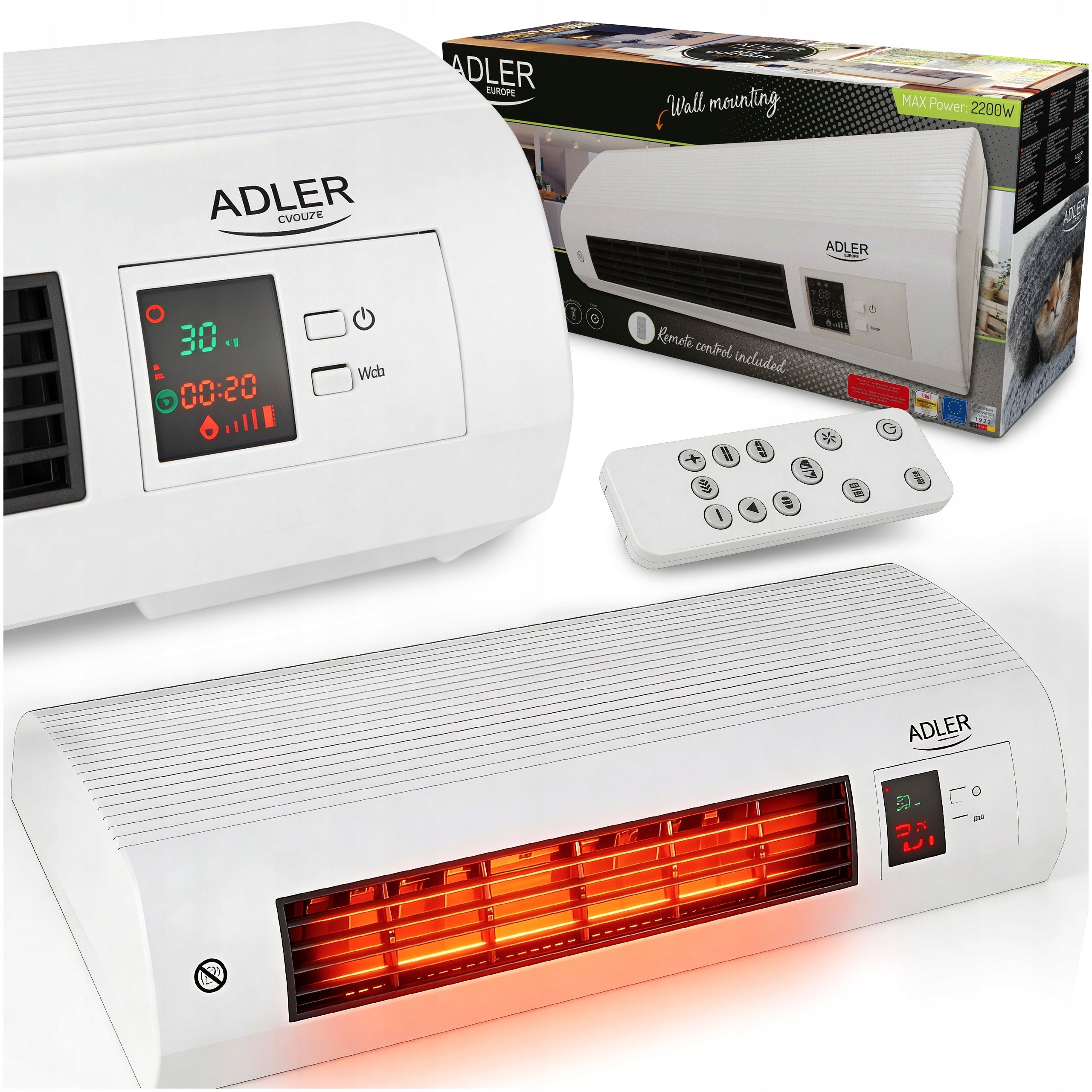 FAN HEATER AIR CURTAIN HEATING ELECTRIC THERMOSTAT 2200W