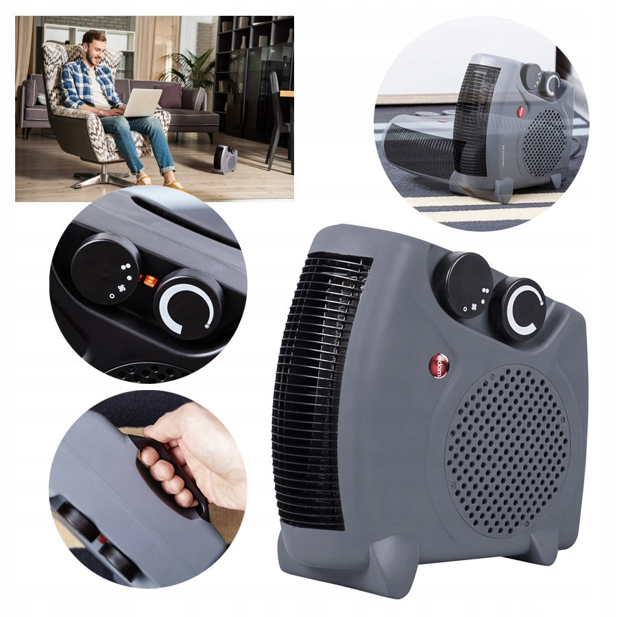 FAN HEATER APRON 2000W RADIATOR COLD AIR THERMOSTAT HL8S GREY